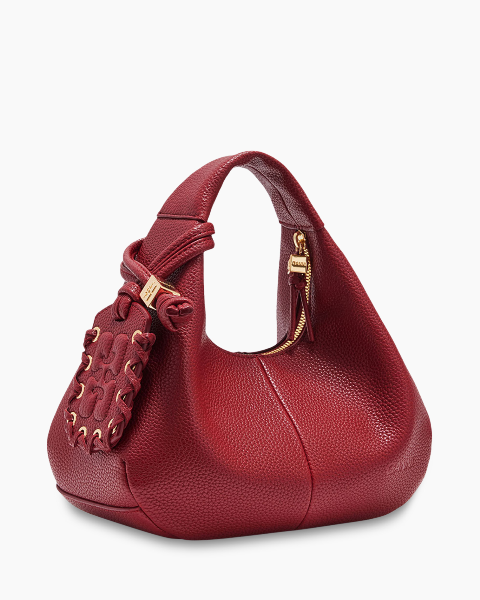 Crossbody Tas Hobo Mini Grained donker rood