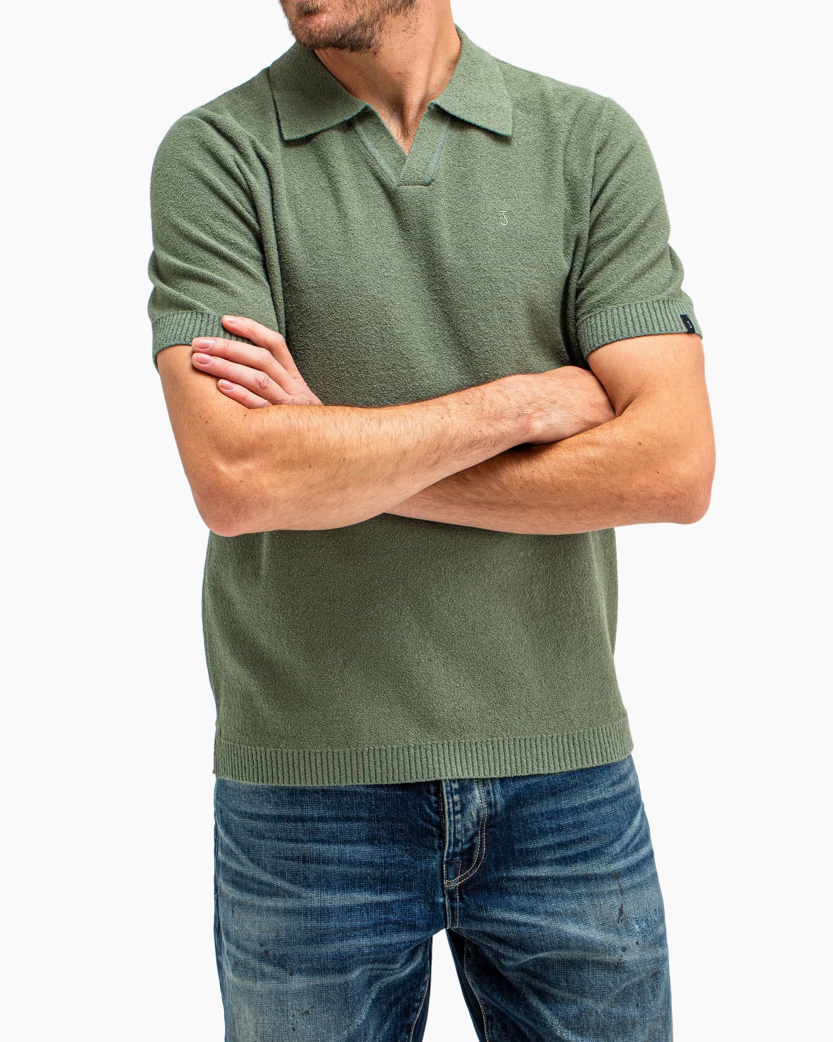 Polo Boucle Knit Polo Groen