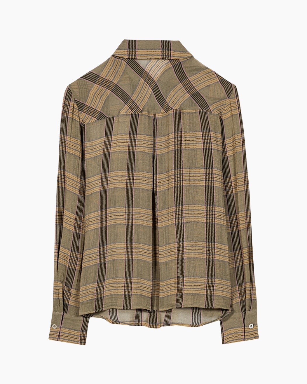 print, hemd, langemouw, flanel, olijfgroen