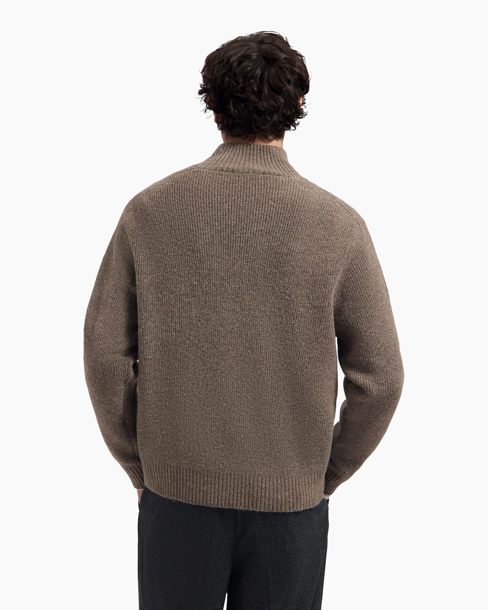 breisel trui, kraag polo, beige, lange mouwen, pullover