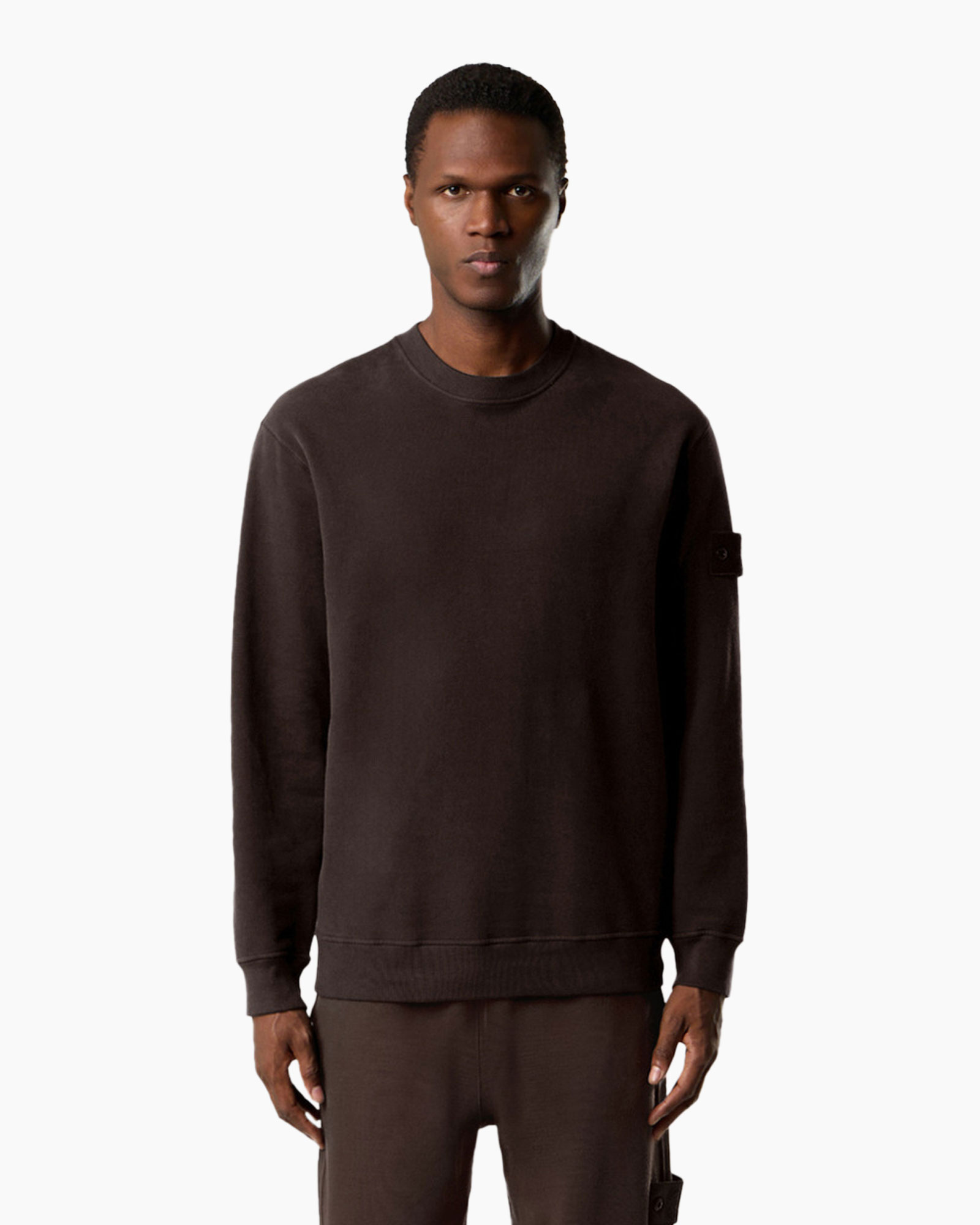 Stone Island Sweater Ghost Stretch Cotton Fleece Donker Bruin