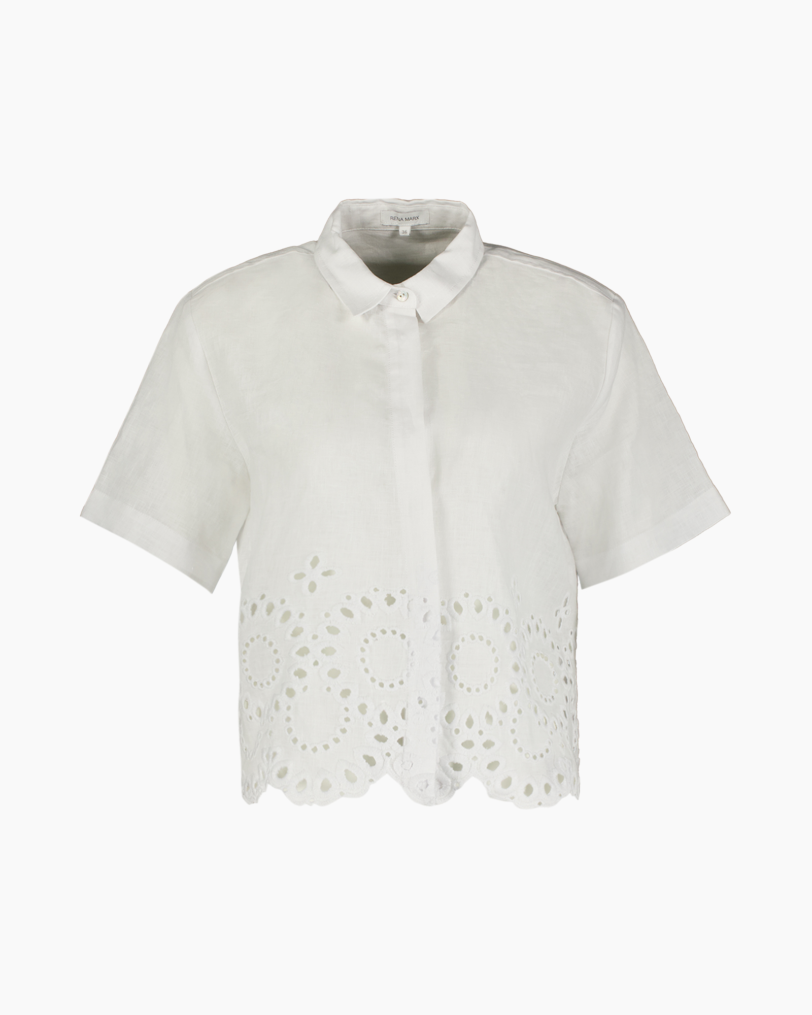 hemd, blouse, geborduurd, eyelet, wit