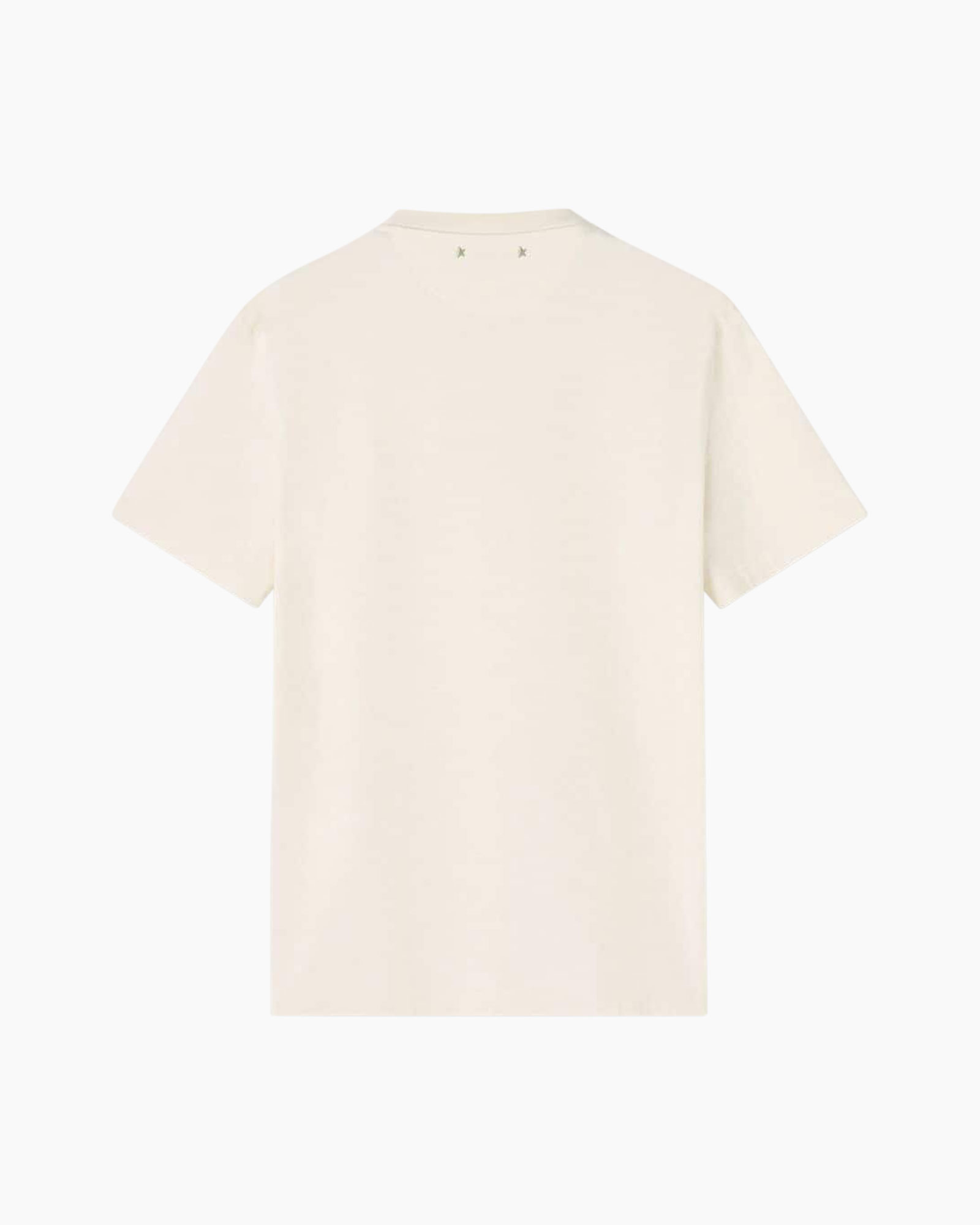 t-shirt, korte mouw, crème, rond neck, effen