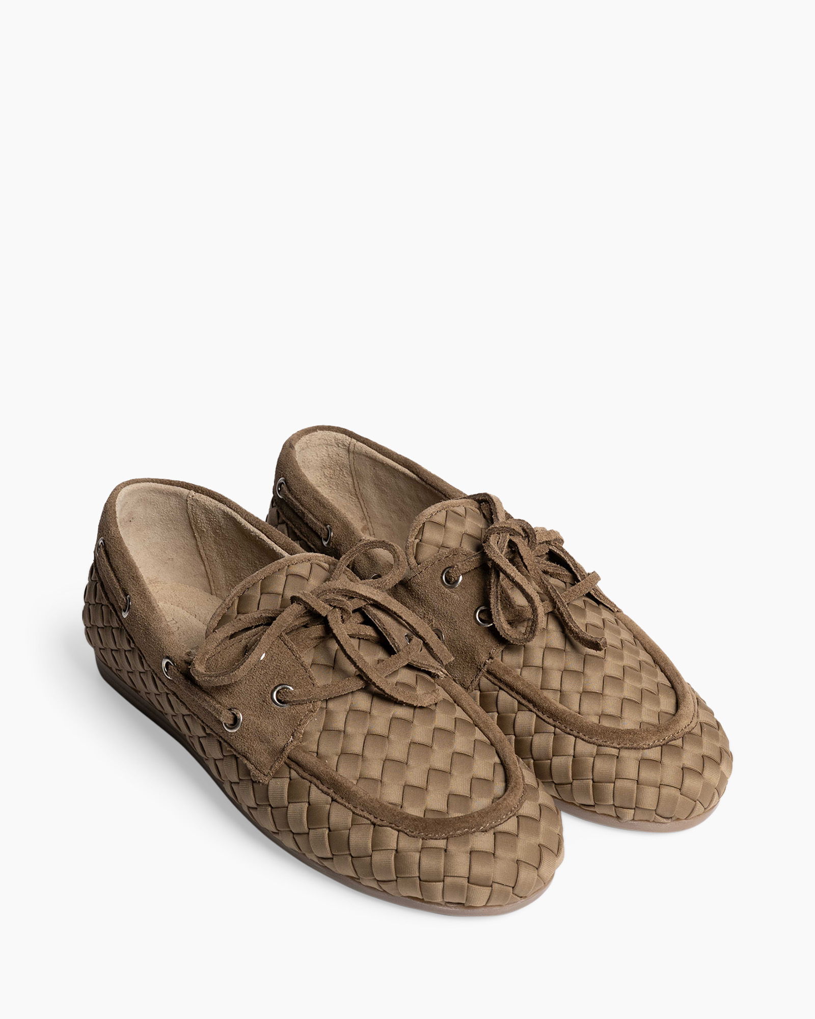 loafers, gewoven, bruin, leer, slip-on
