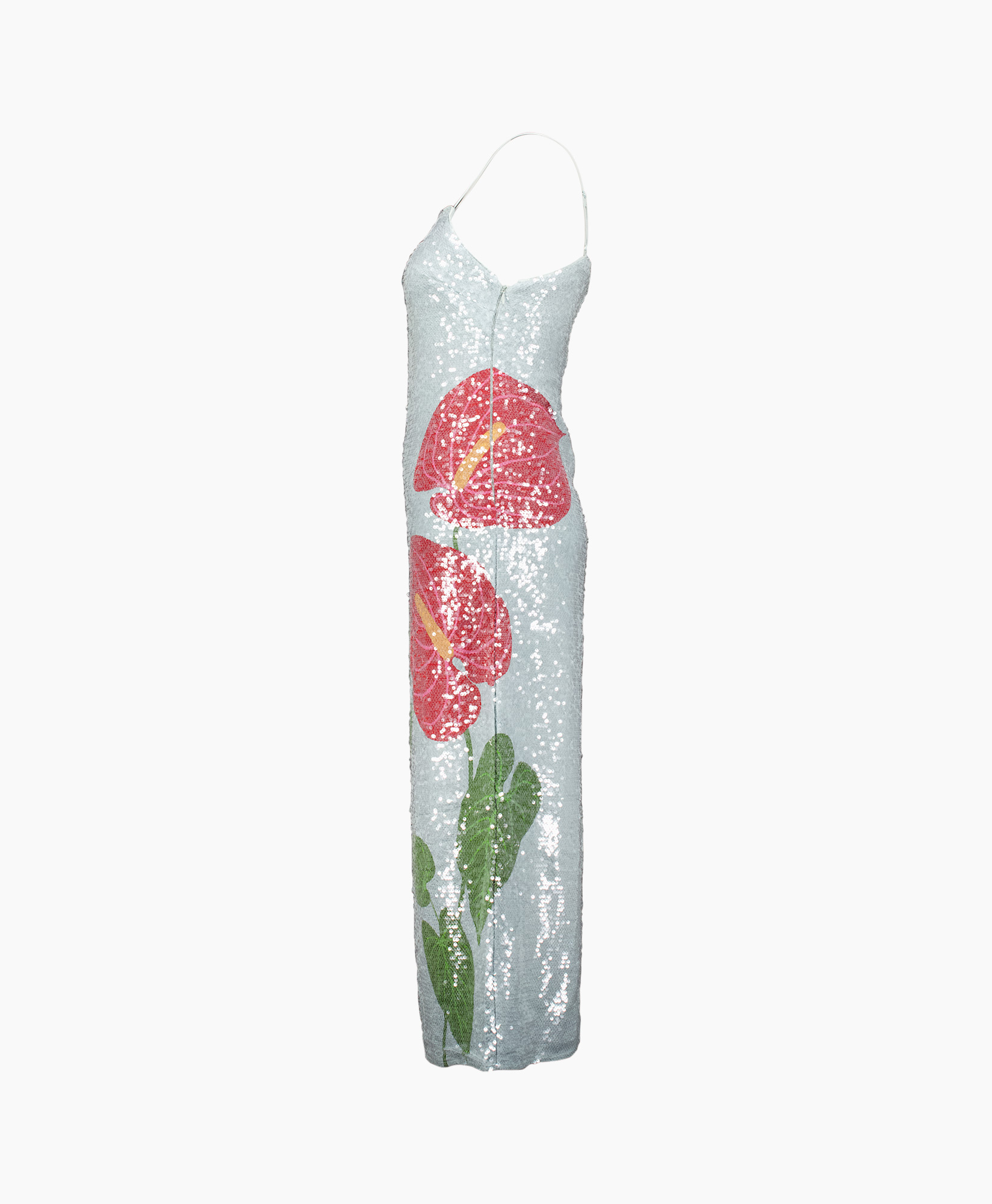 Jurk Anthurium Flowers Slip Maxi Licht Blauw