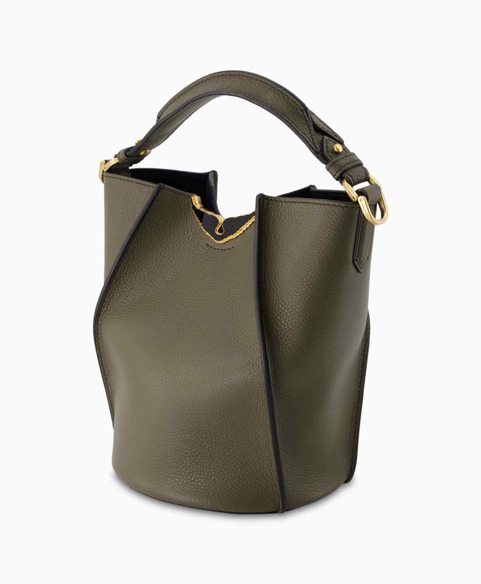Schouder / Hand Tas Borderline Bucket Grained Leat Antraciet