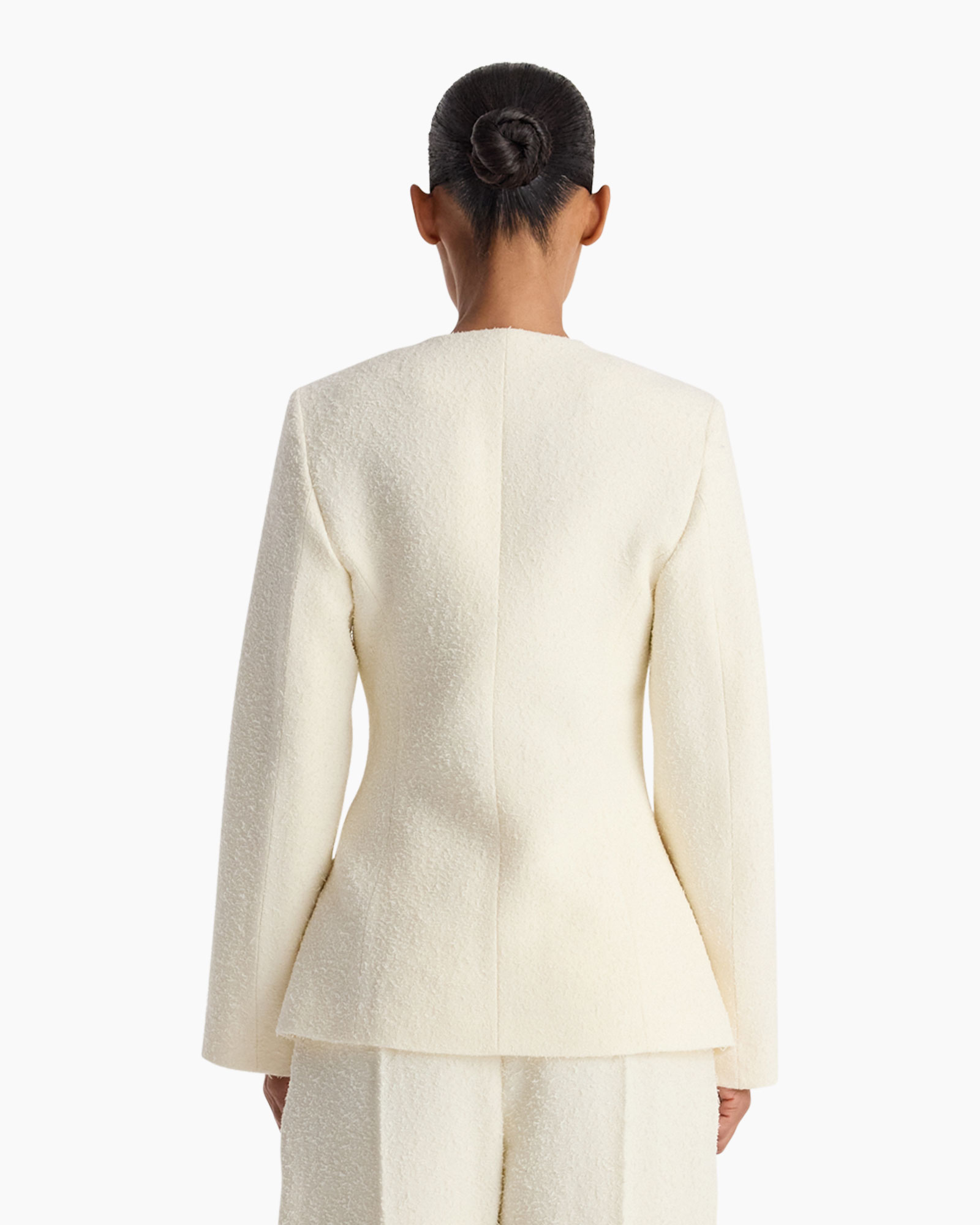 blazer, jasje, crème, textured, getailleerd