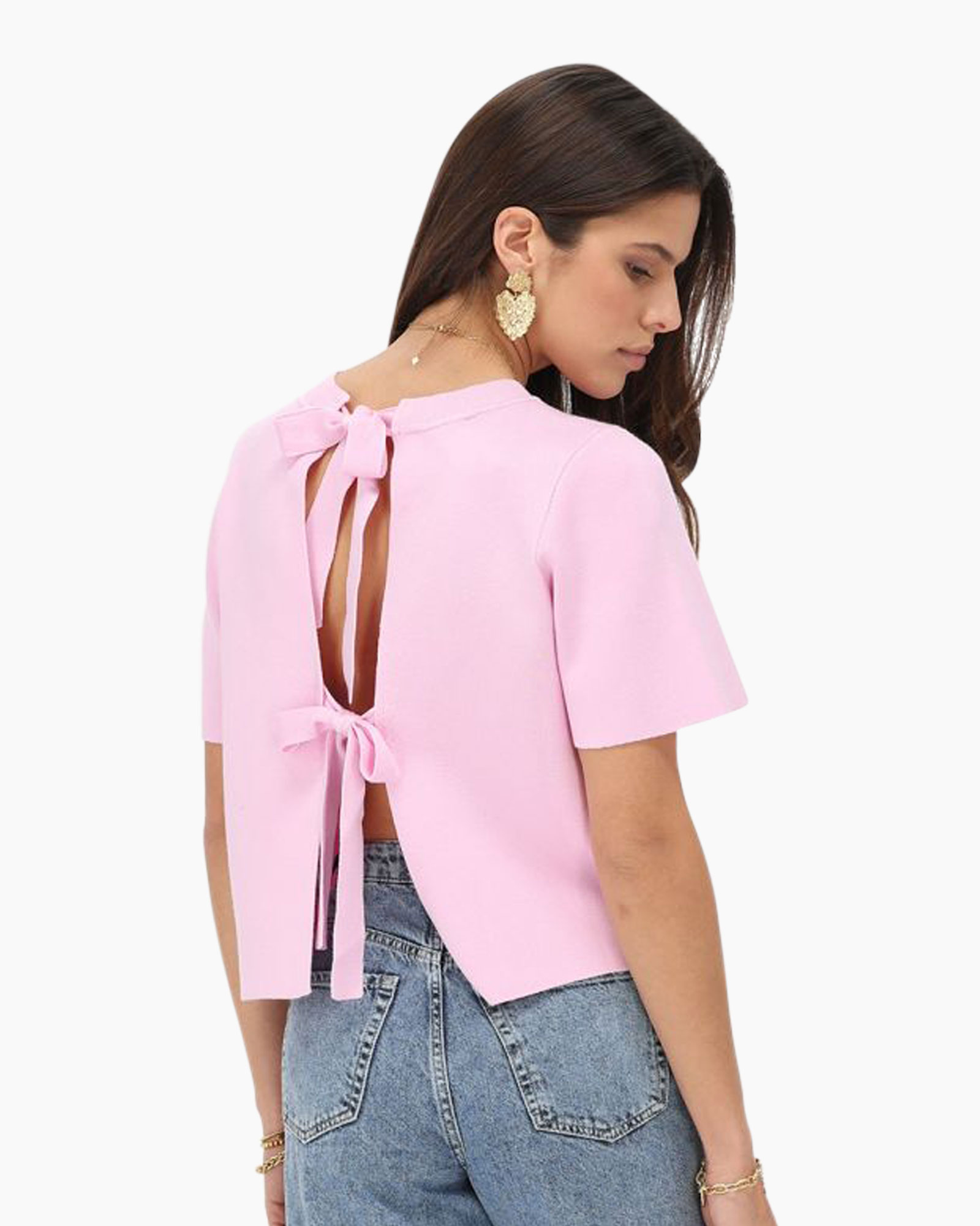 Top T-shirt With Bows On The Back Roze