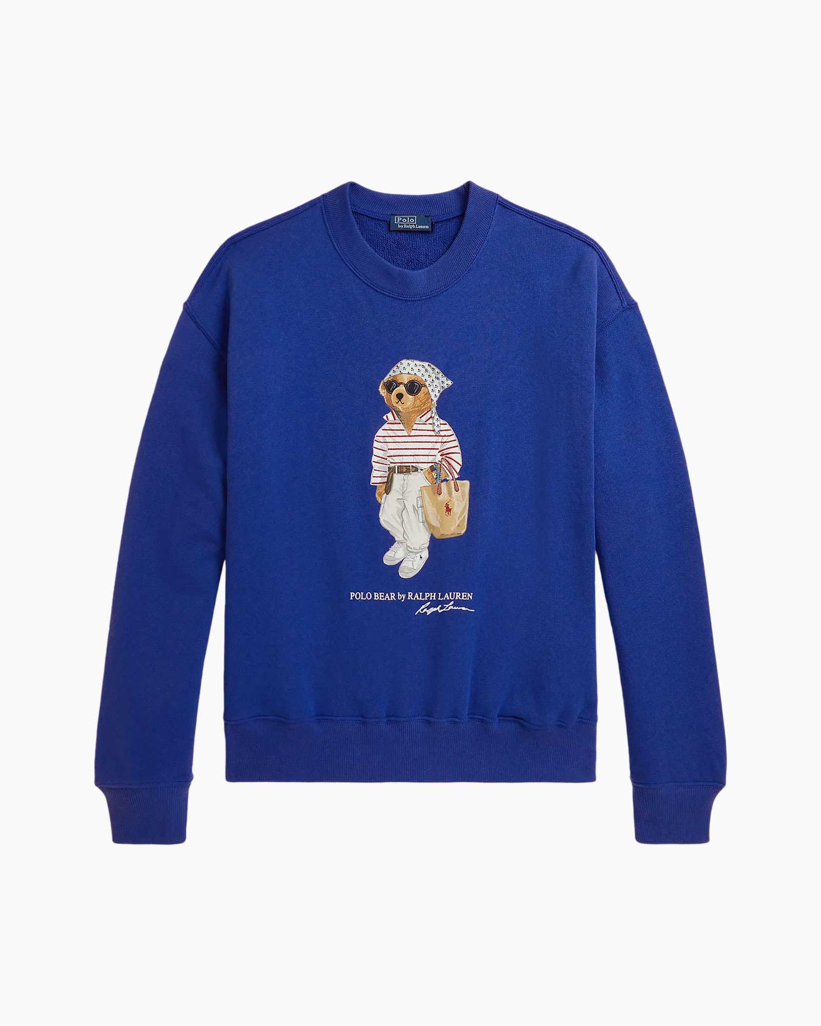 sweatshirt, blue, bear graphic, polo bear, long sleeves