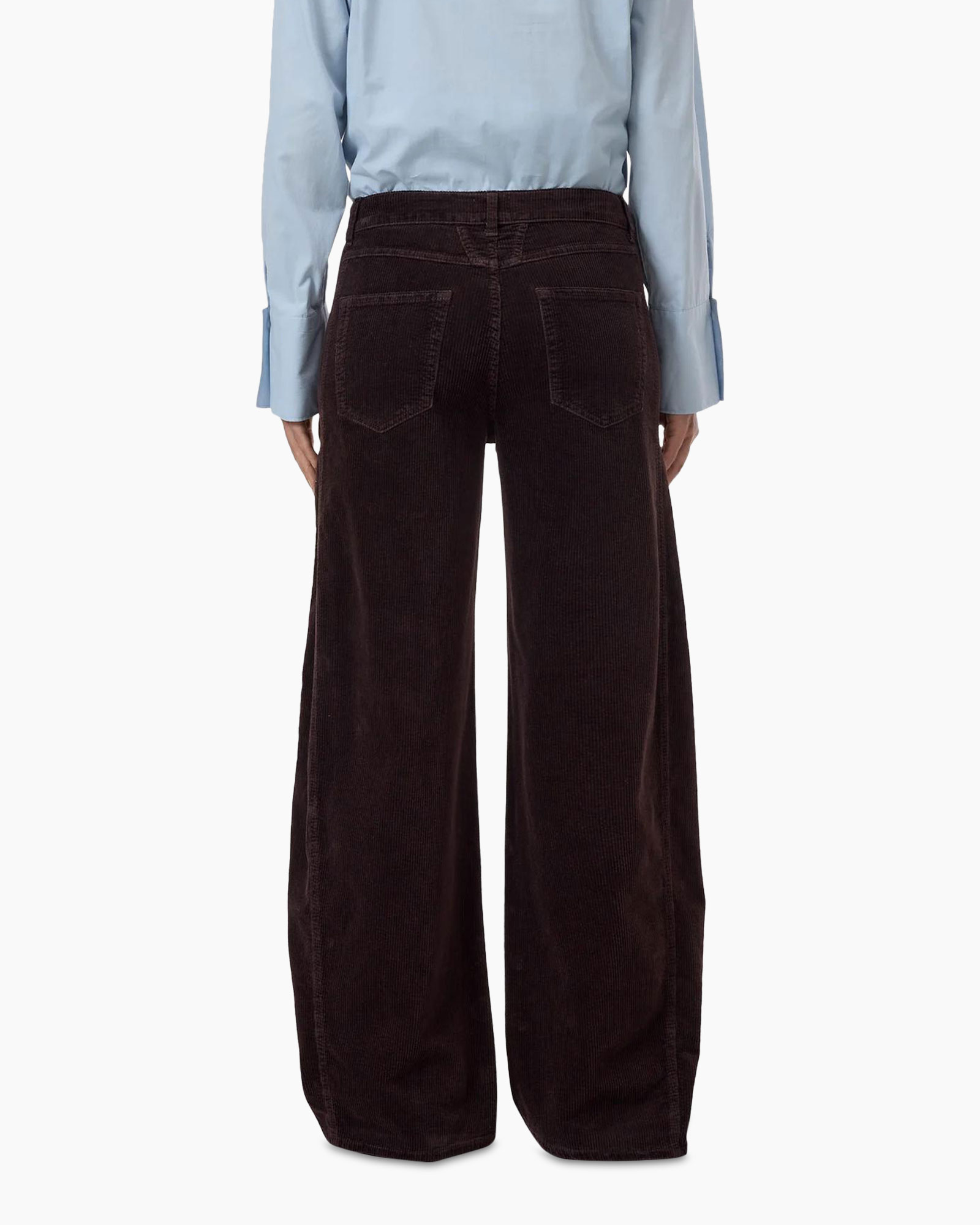 broekstof corduroy, wijd uitlopend, bruin, flanellenachtig, sandaaltjes
