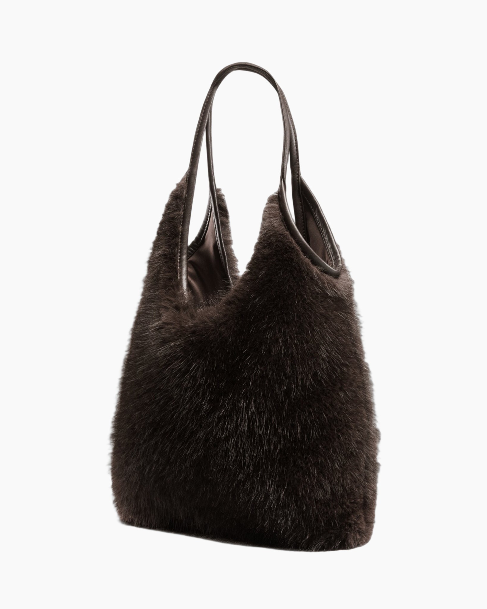 tas, vacht, tote, bruin, handtas