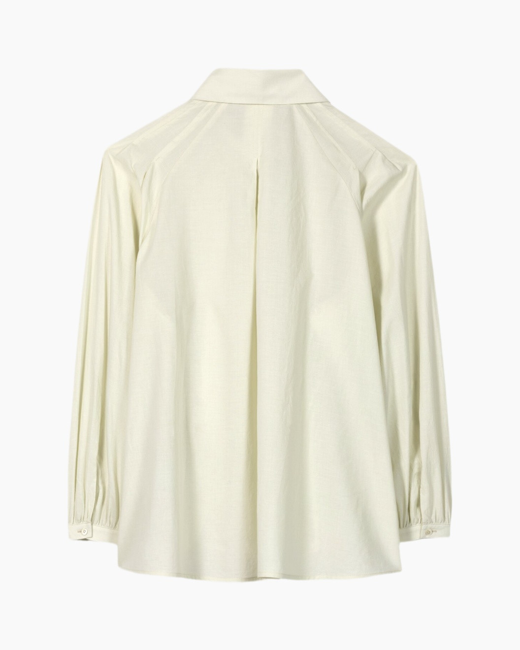 blouse, lange mouwen, kraag, lichte kleur, plooien achterkant