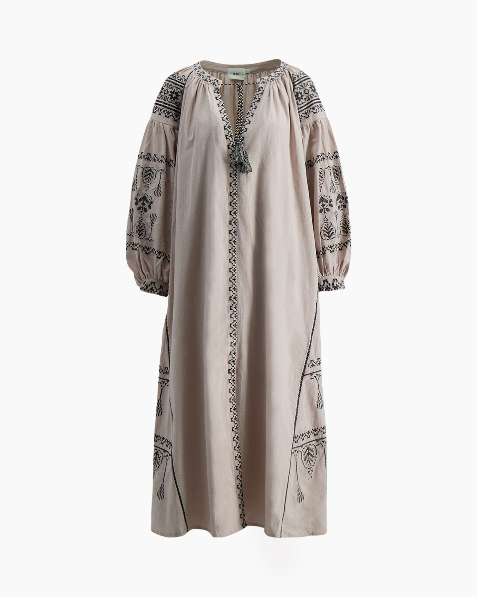 dress, embroidered, beige, long, lounging/h ka