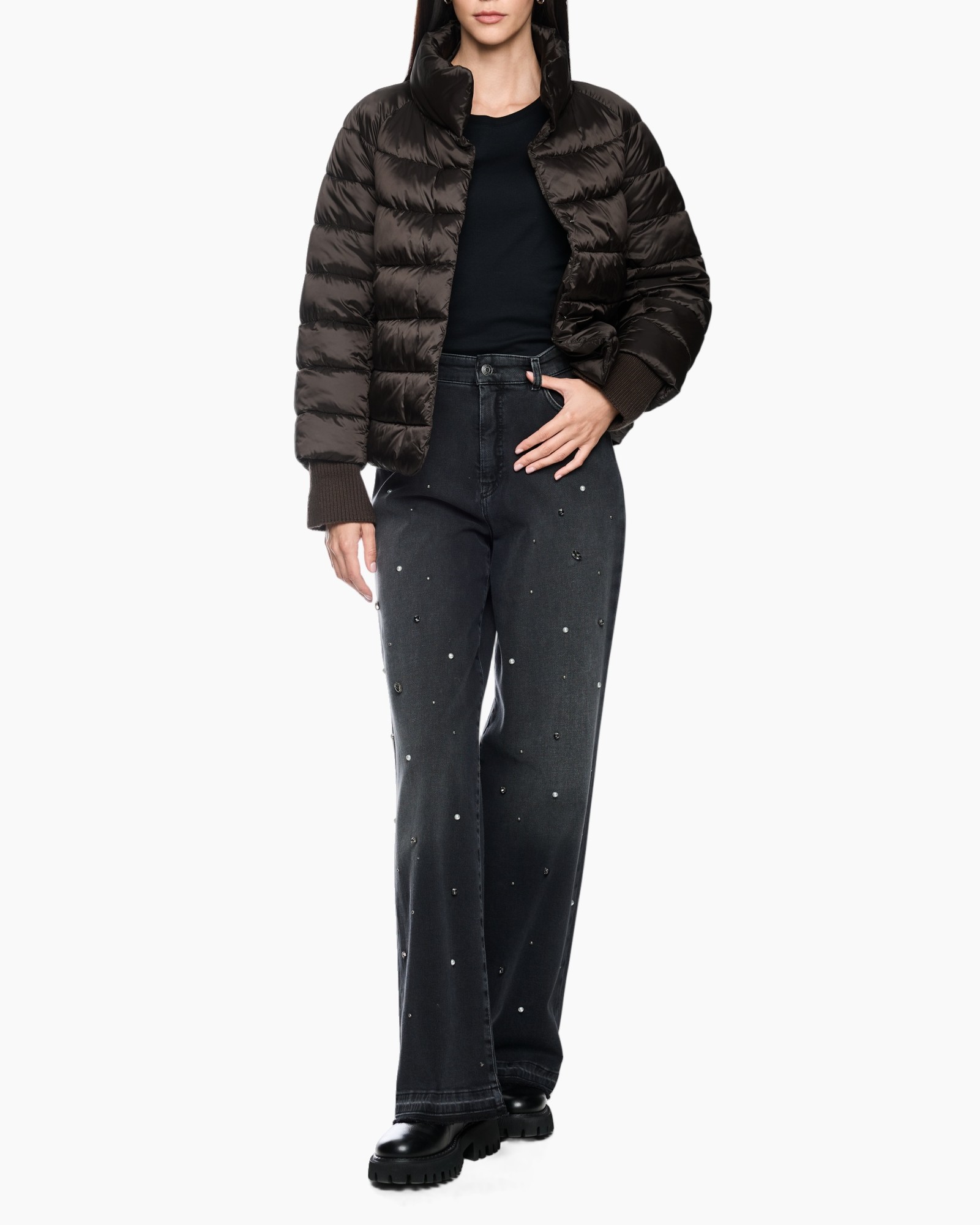jacke puffer, hooded jas, bruin, gequilte jas, buitenlaag
