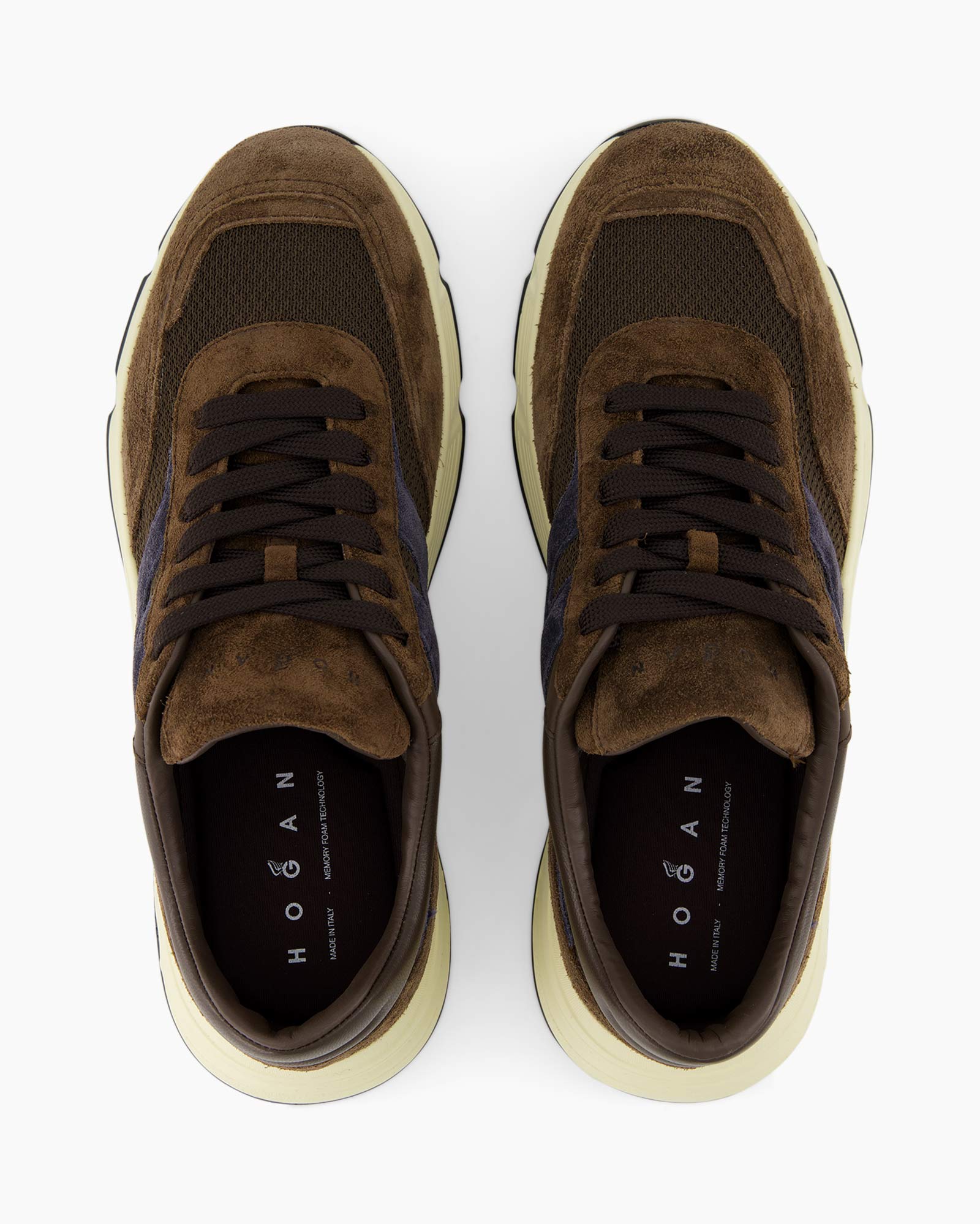 sneakers, bruin, athletisch, veters, mesh