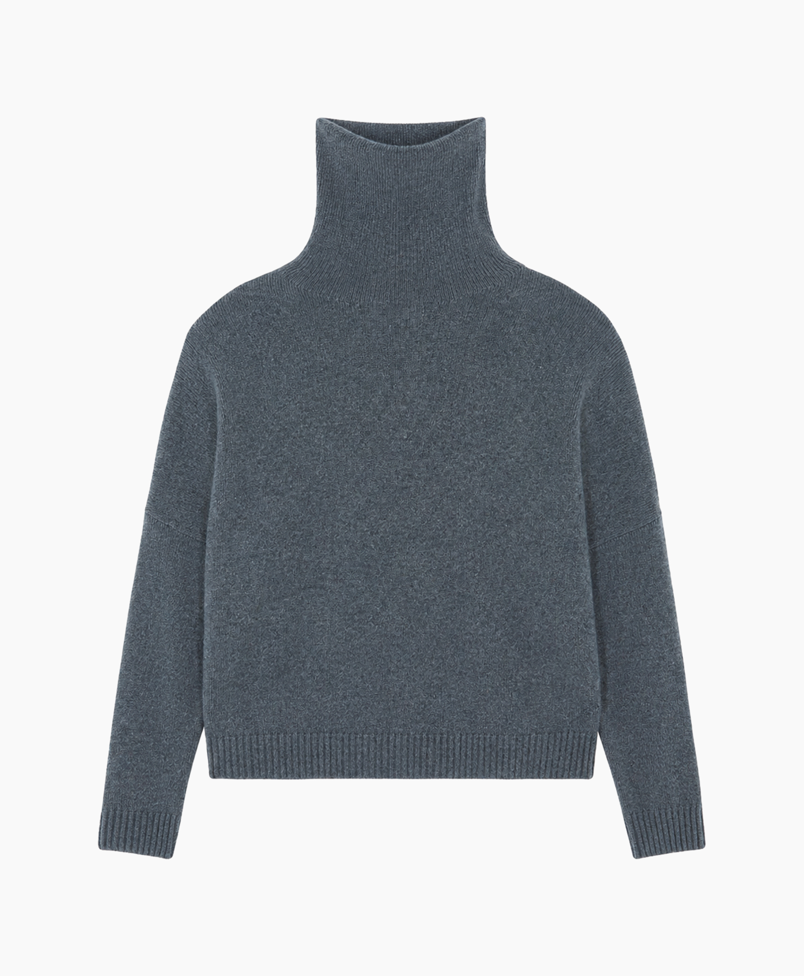 rolkraag,  pull-over, breipkleed, langer mouw, blauwgrijs