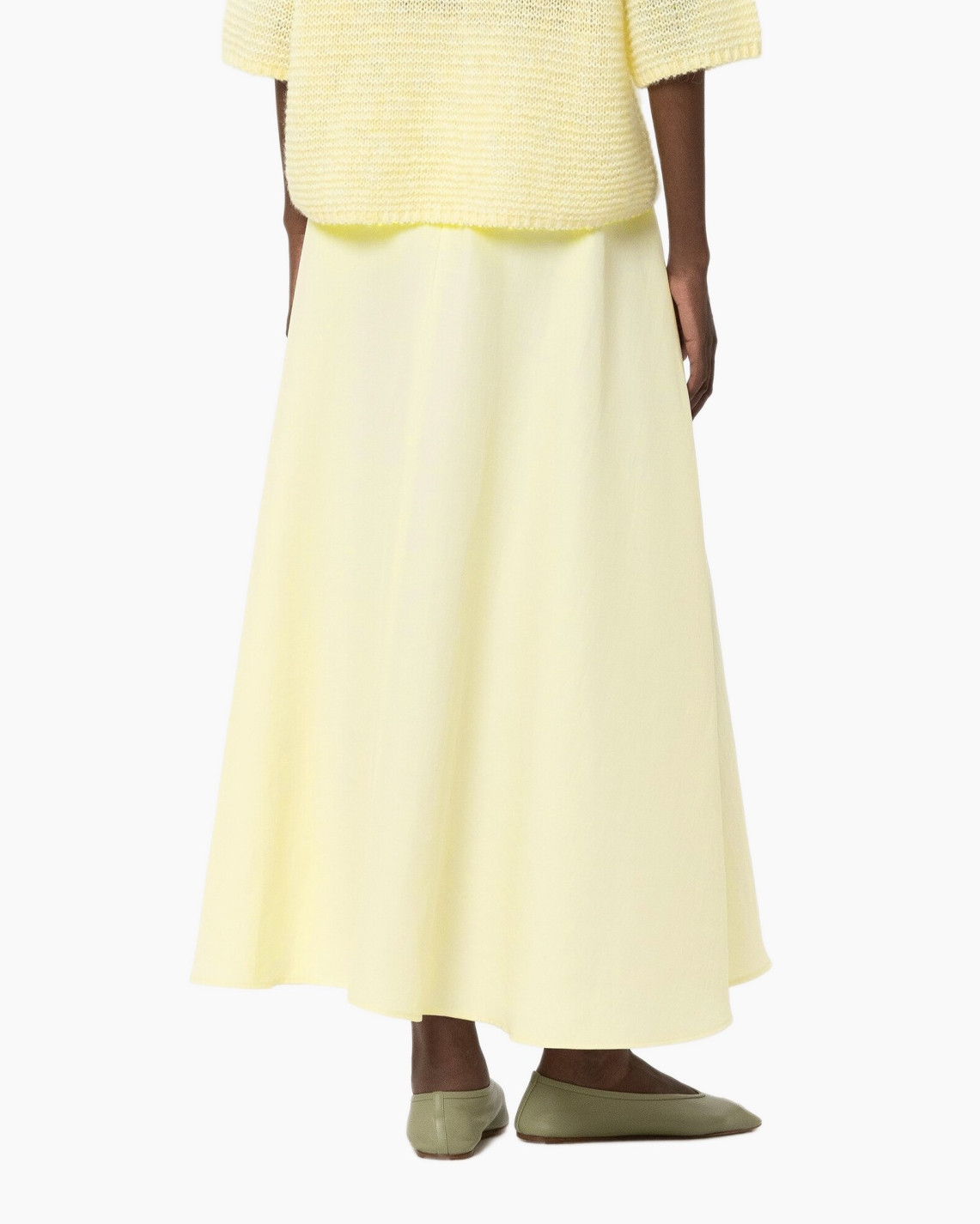 rok, maxi rok, mintgeel, linnen, effen kleur