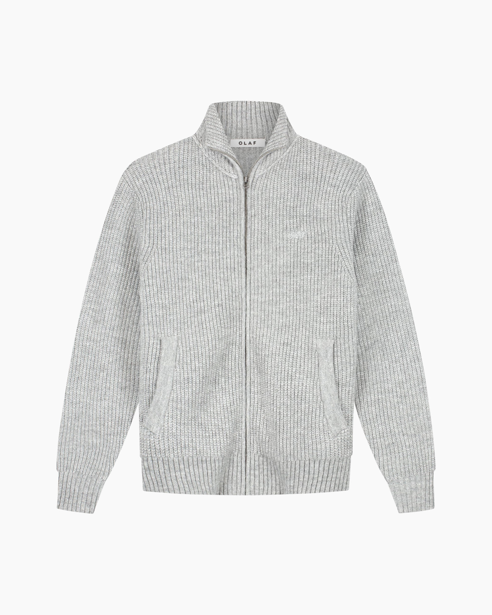 cardigan, rits, breipatroon, grijs, zakken