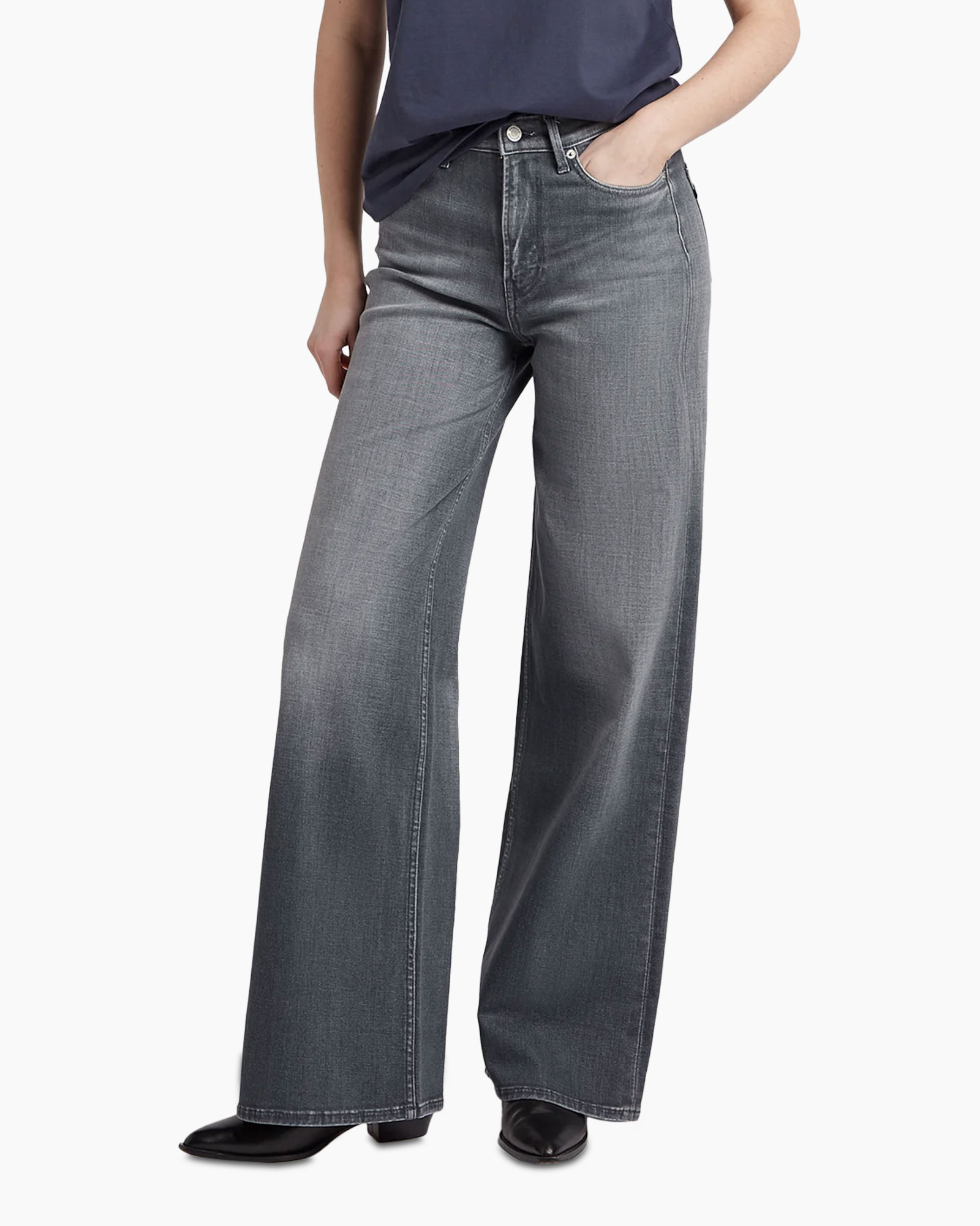 jeans, wide-leg, gray, denim, pants