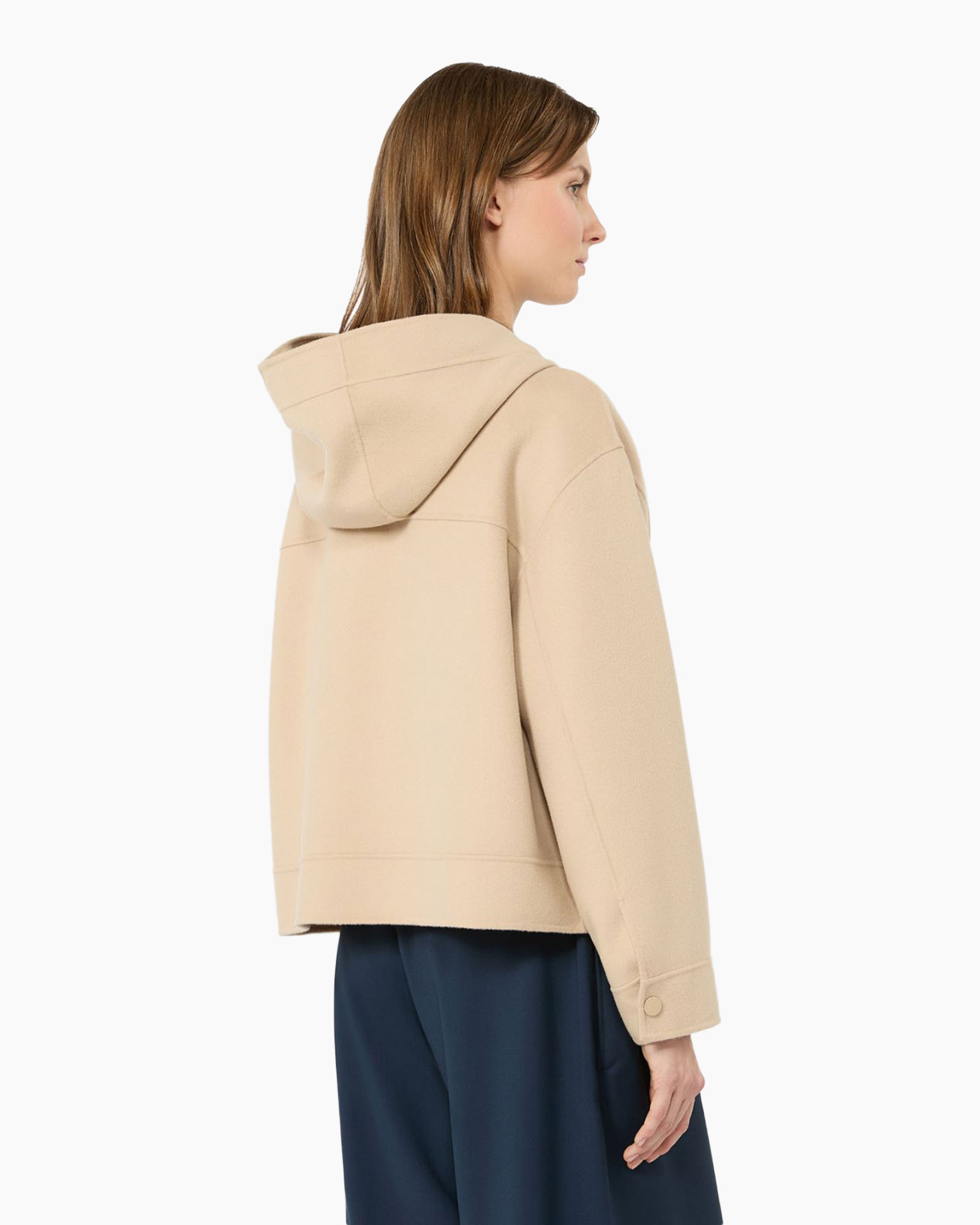 jas beige, jas hoodie jas, knopen voorkant, zakken, katoenmix