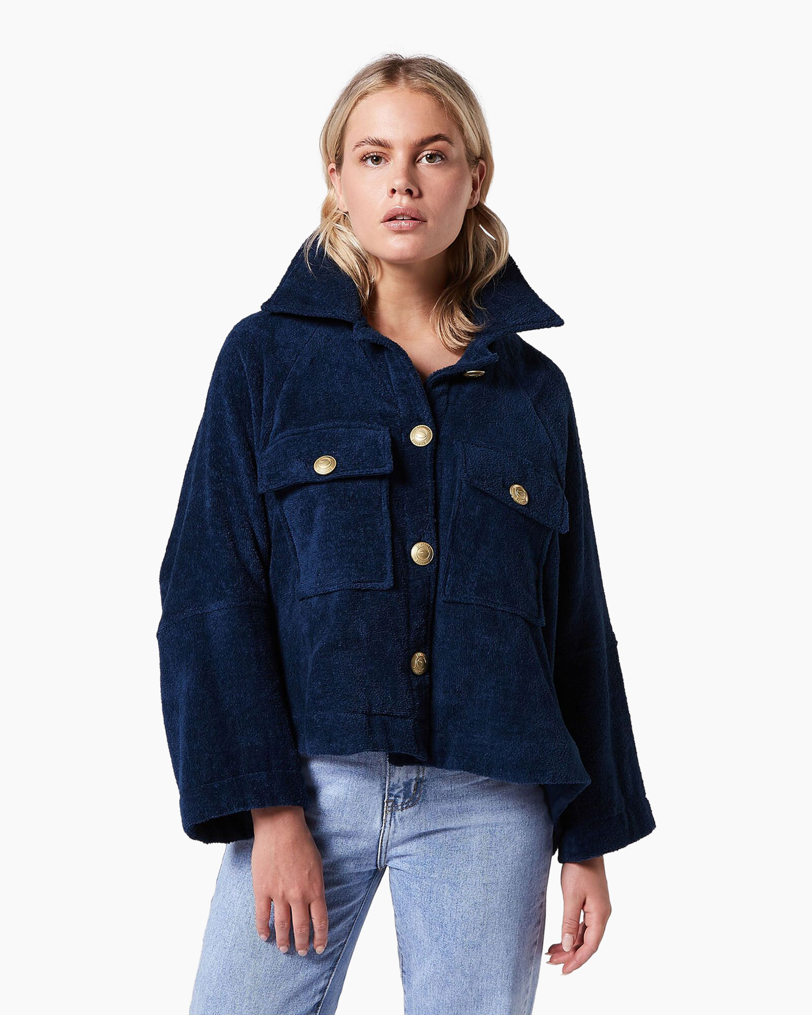 jacket, corduroy, navy, pocketed, buttons