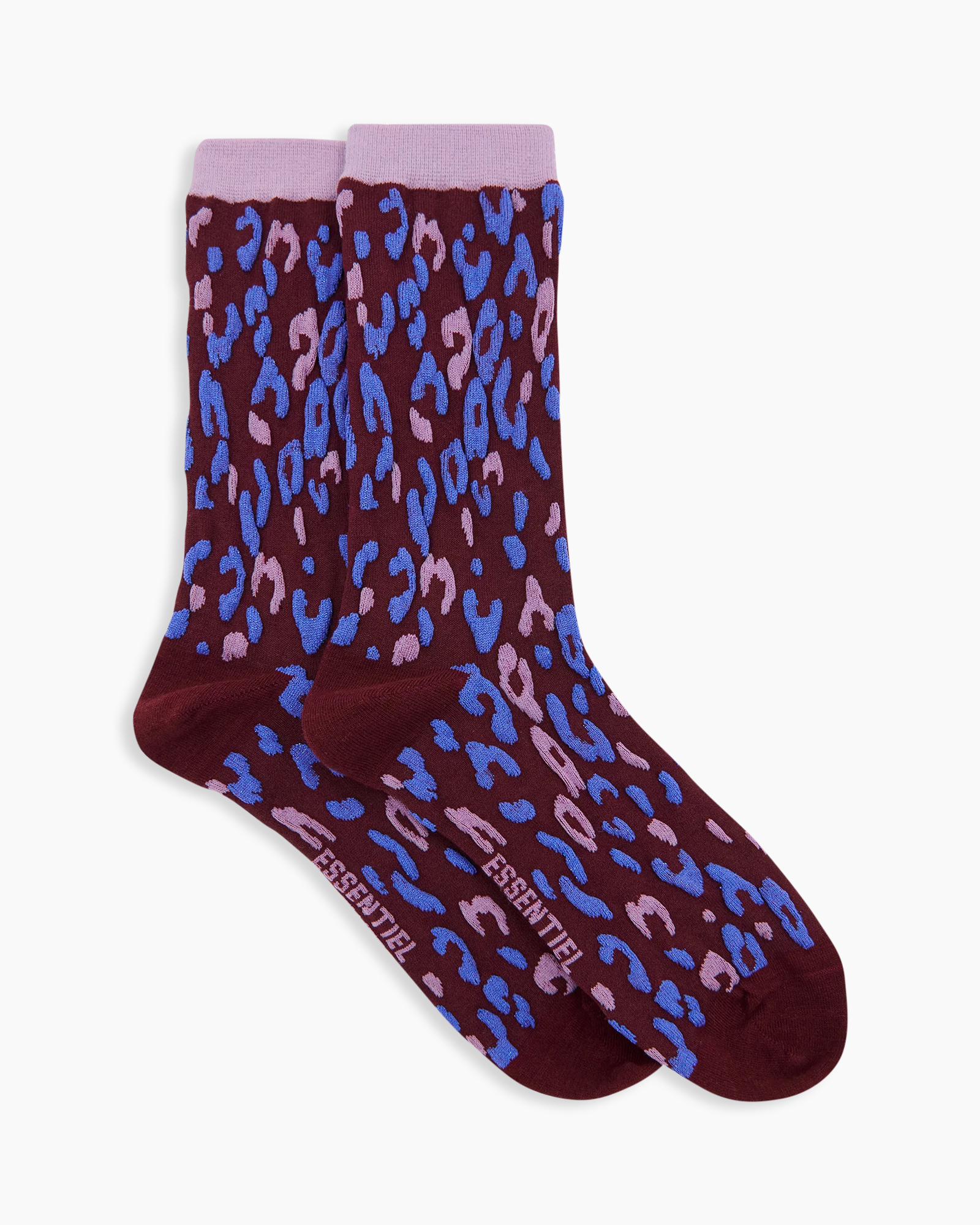 sokken, enkellaags, patroon, leopardprint, paars-blauw