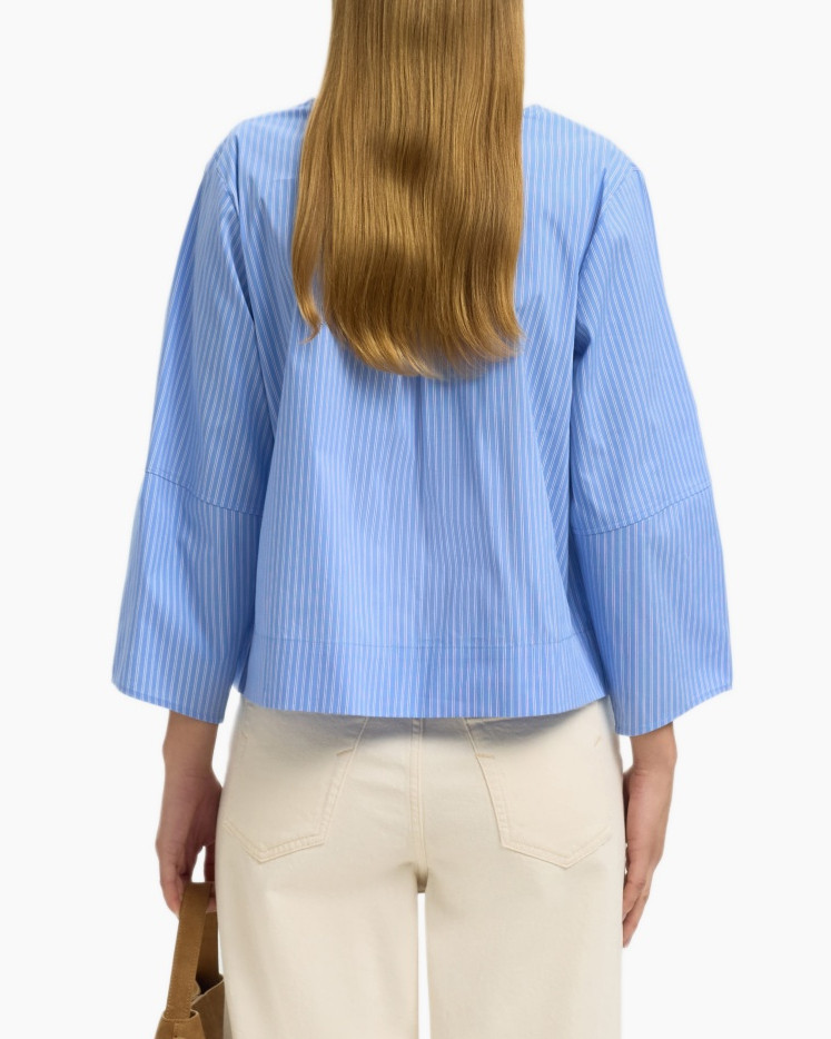 hemd, blouse, blauw, gestreept, knopen