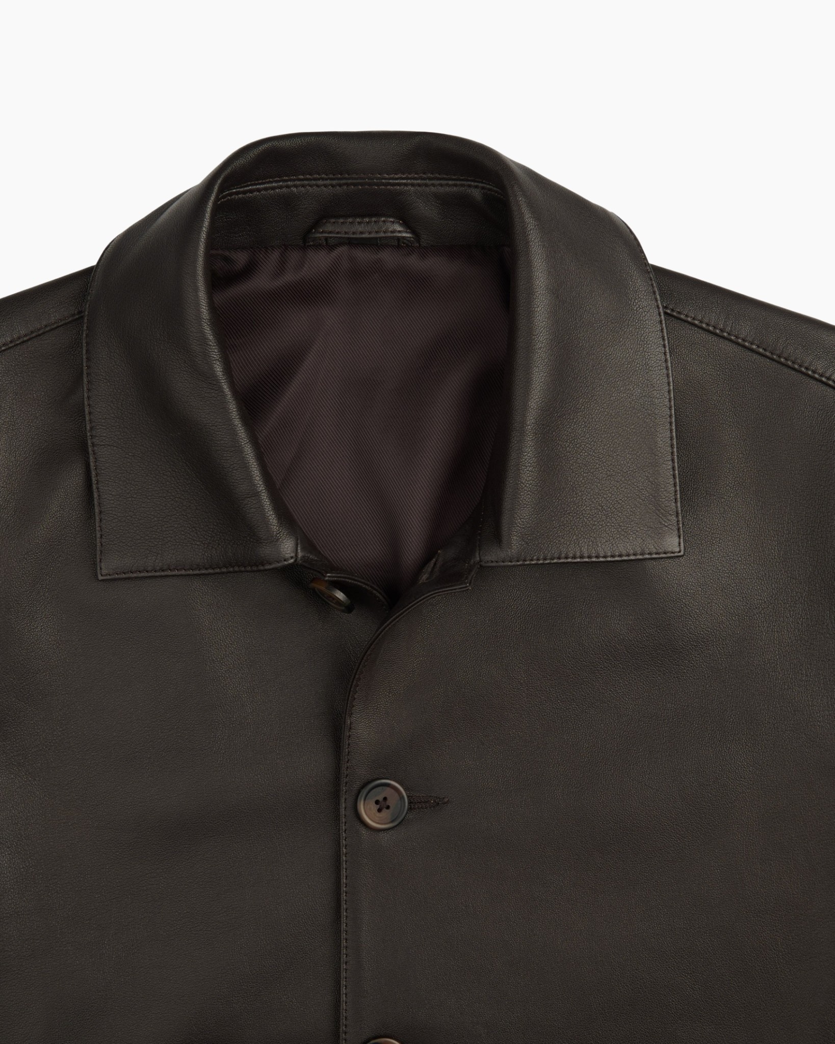 leren jas, bomb jacket, bruin, knopen, kraag
