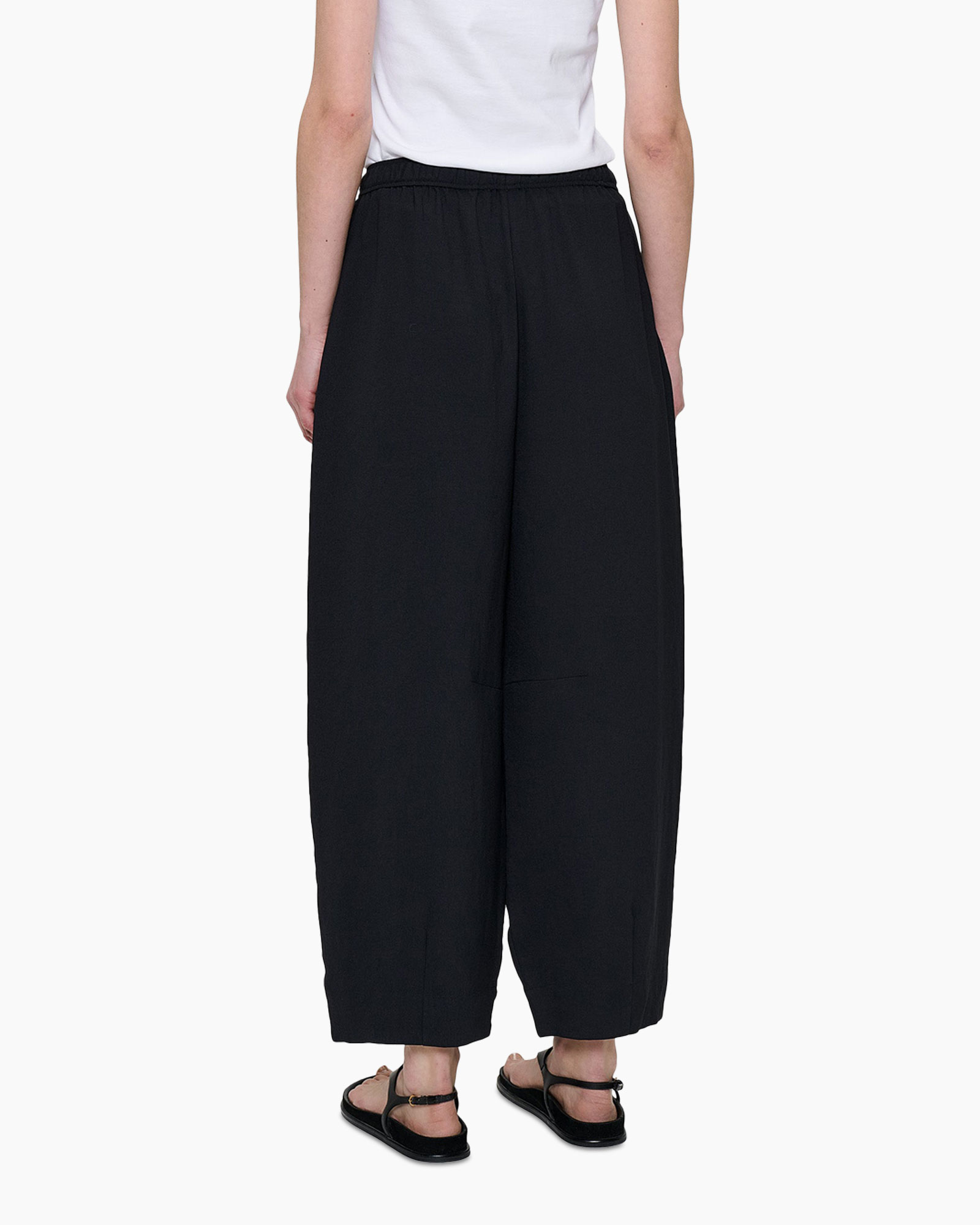 broek,  trekkoordje?, wijd uitlopend, zwart, casual