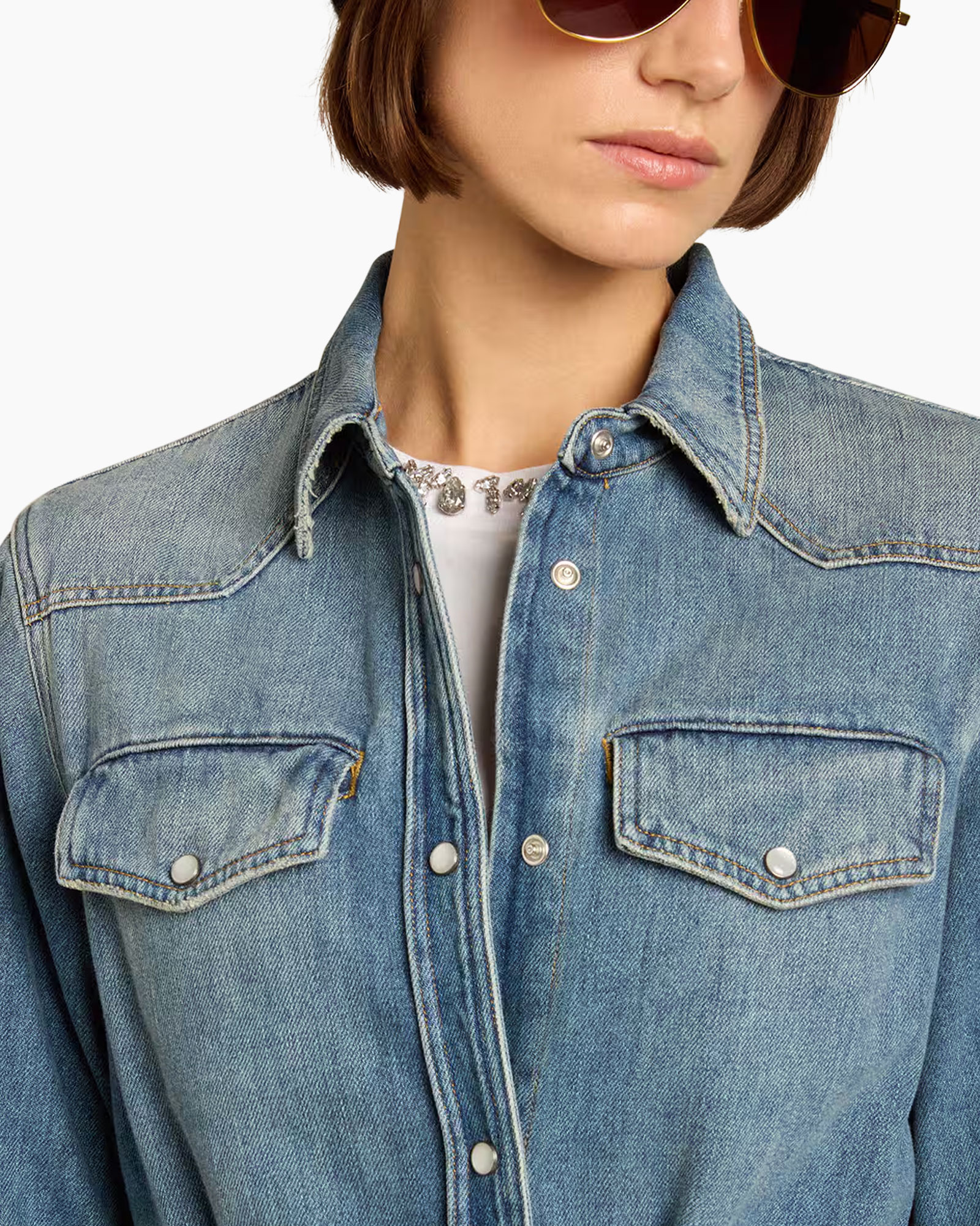 Midi Jurk Golden W's Chemisier Medium Stone Washed midden blauw