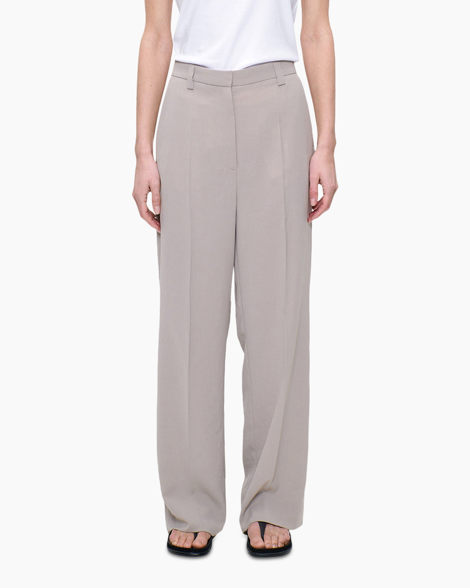 broeken, broeks, wijd uitlopend, beige, formeel