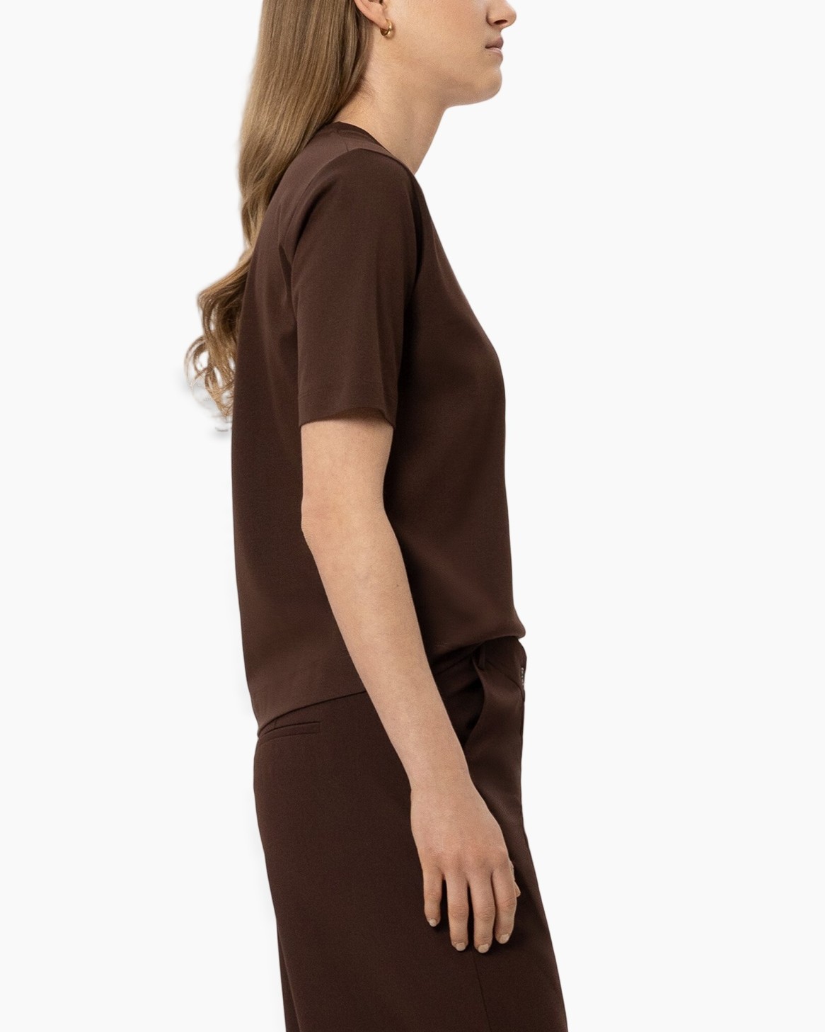 t-shirt, korte mouwen, bruin, effen, top