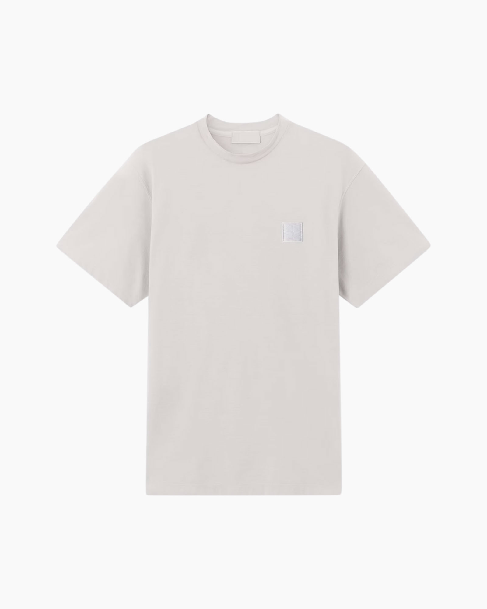 t-shirt, korte mouw, beige, eenvoudig, patchzak