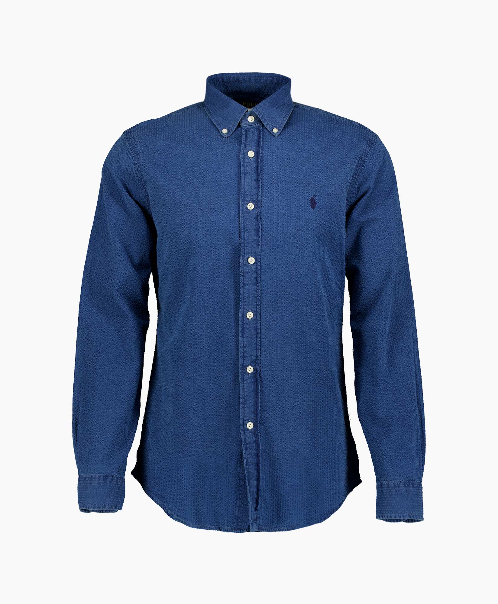Overhemd Seersucker Donker Blauw