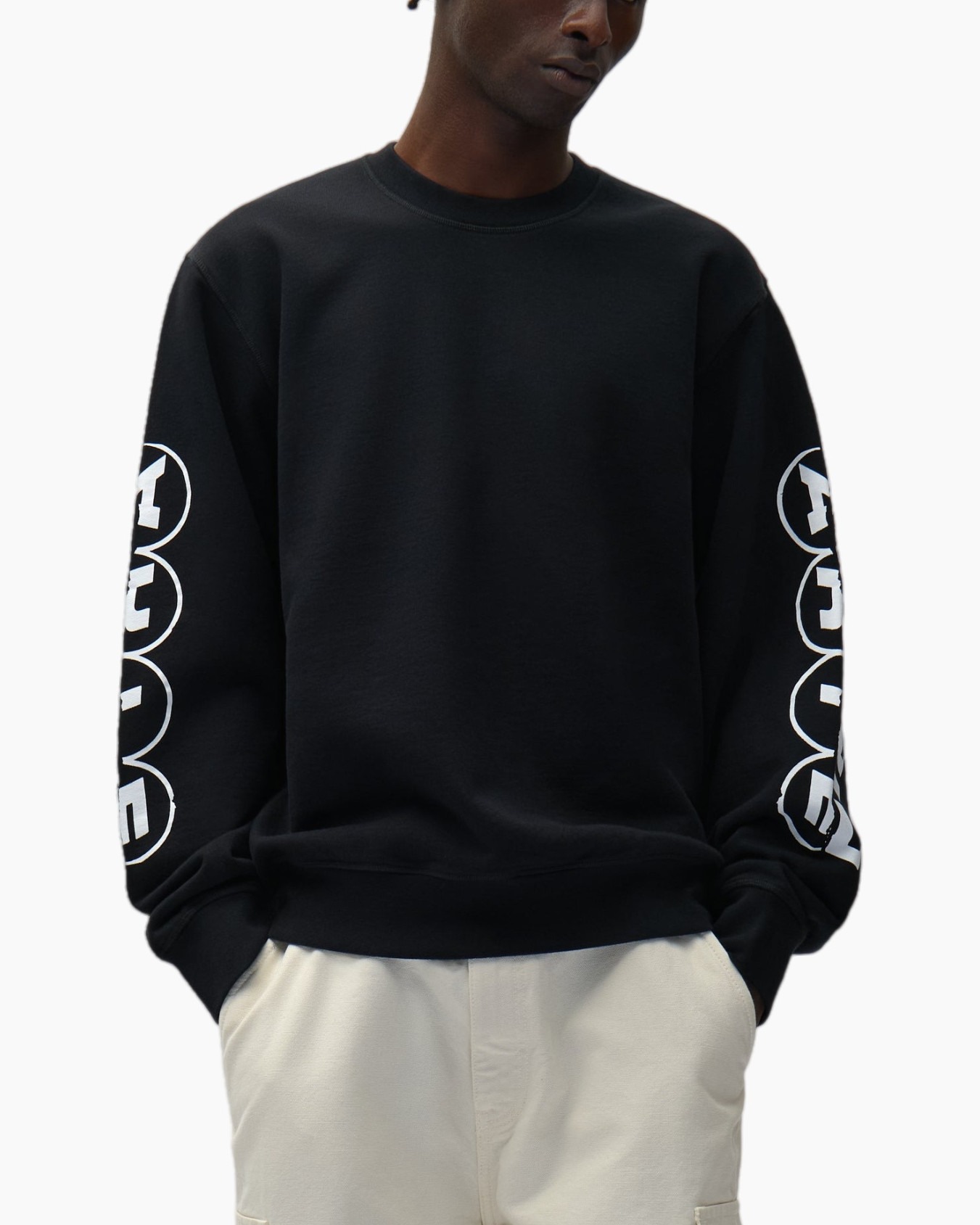 sweatshirt, black, longsleeve, logoSleeves, casual