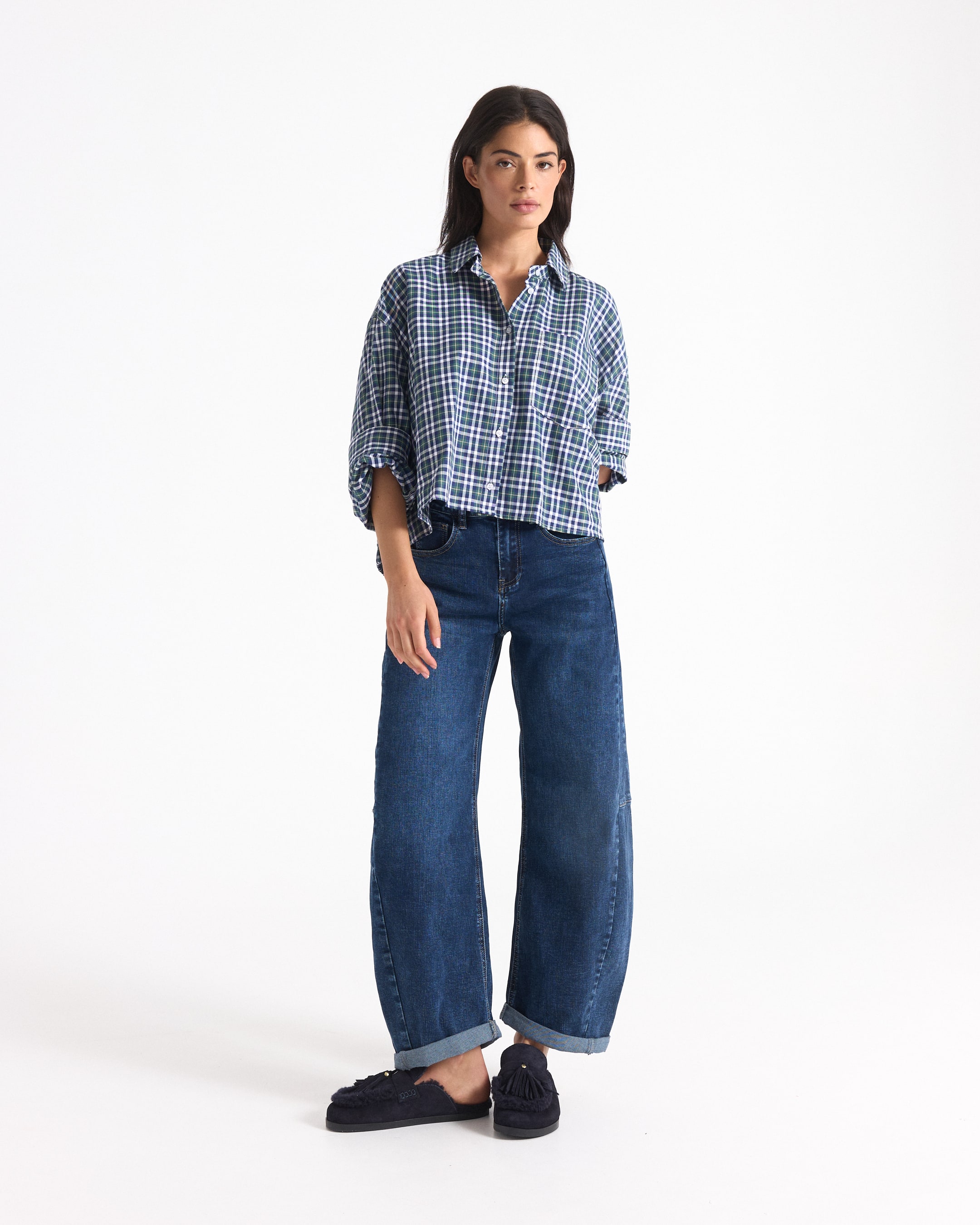 controleren, hemd, lange mouwen, casual top, geweven shirt