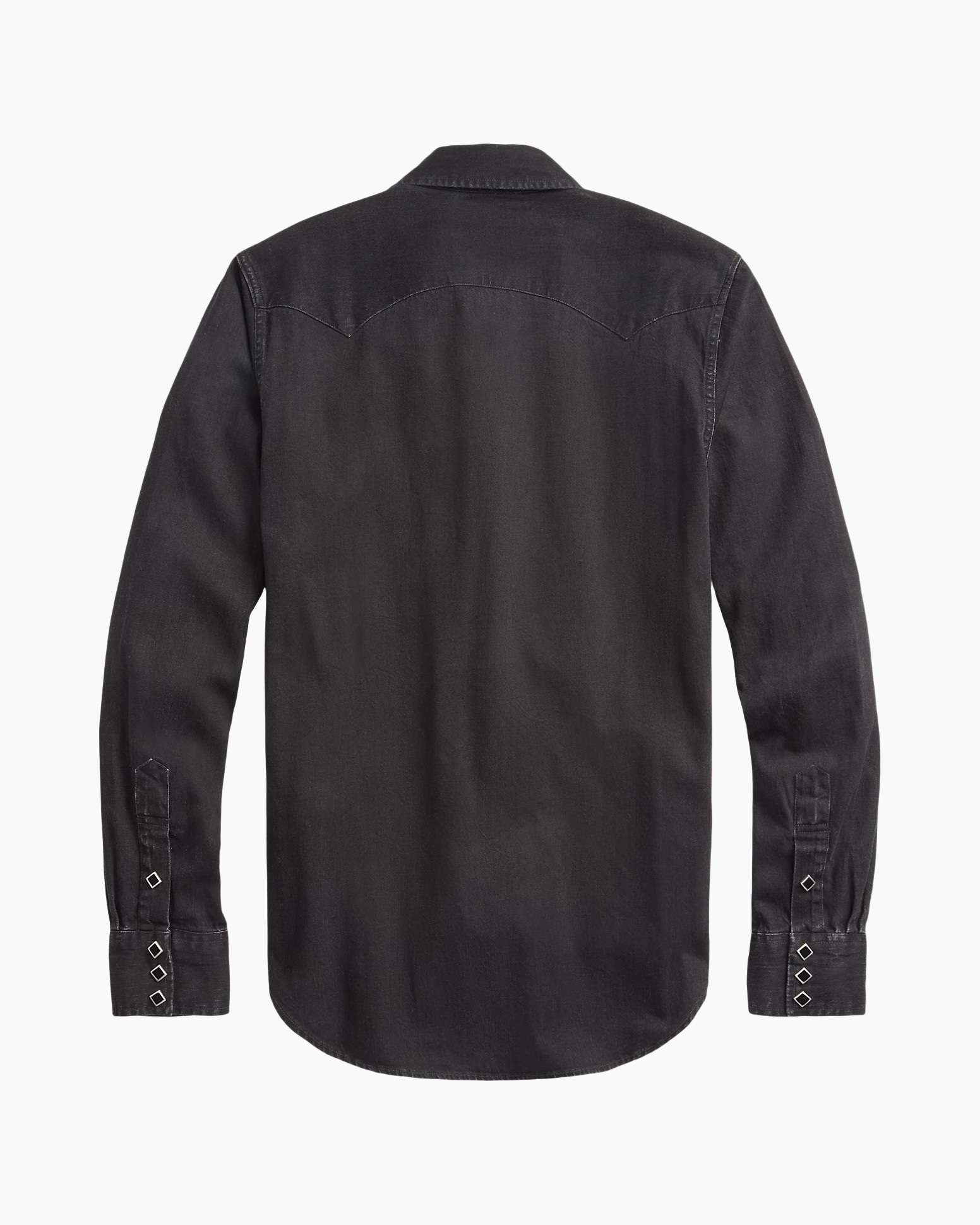 hemd, denim, zwart, knopensluiting, langarm