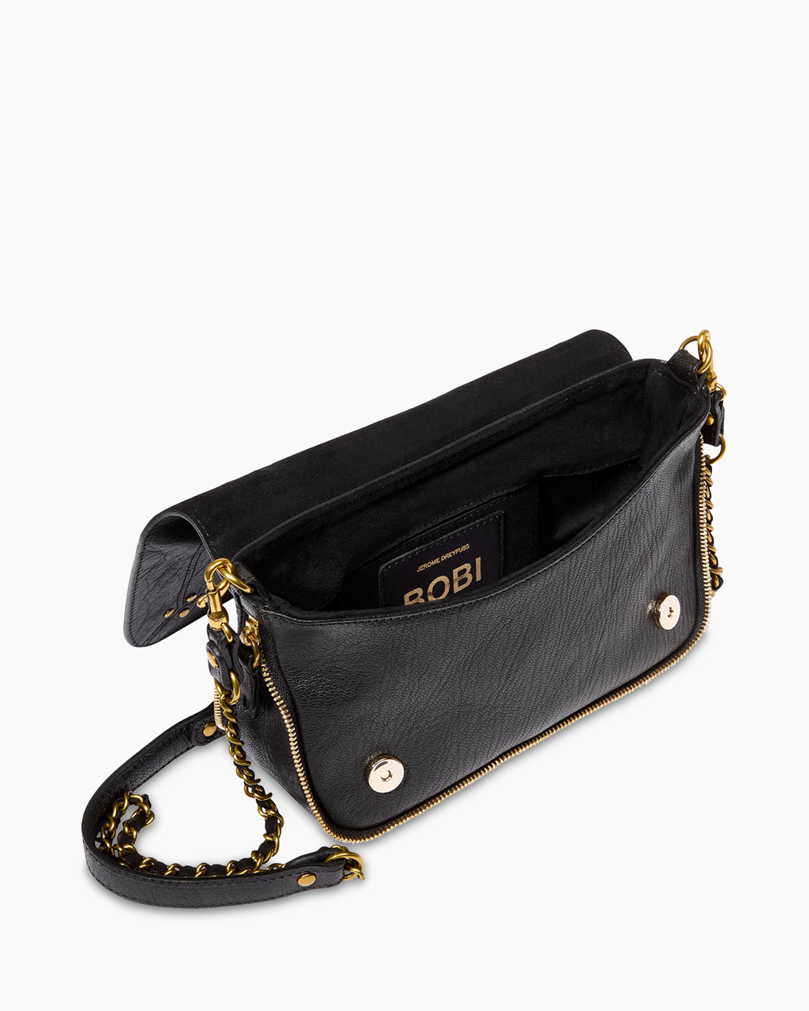 tas, schoudertas, zwart, leer, gouden hardware