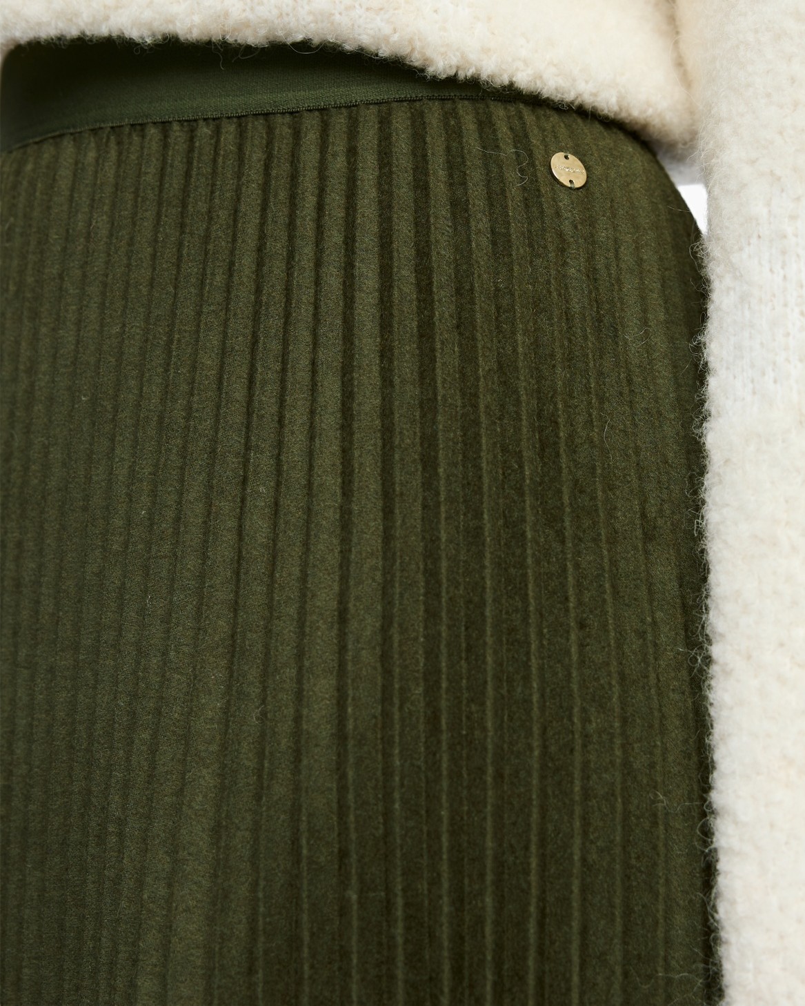 ribbed, katoen??, olive, rok, gouden knoop