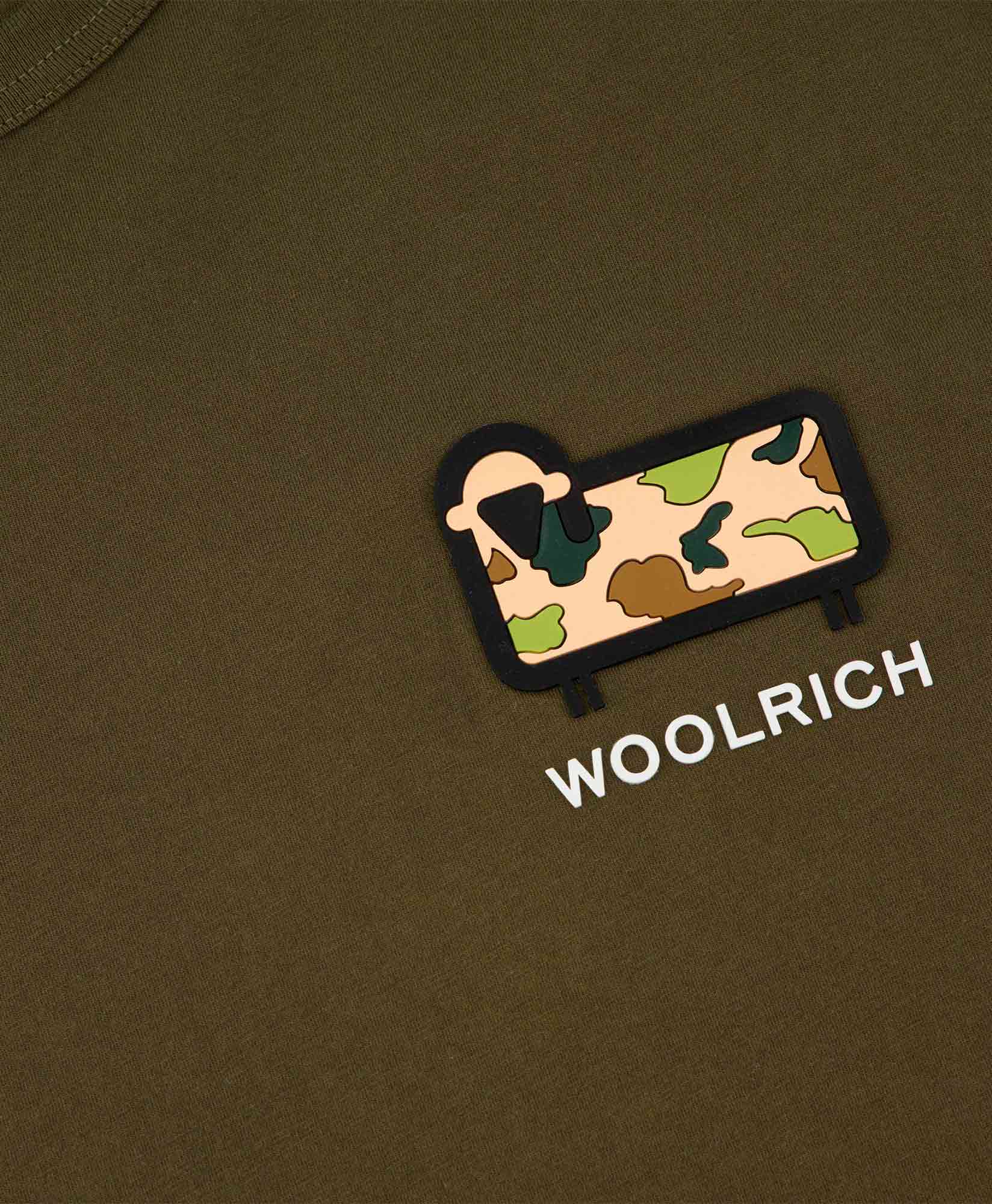 Woolrich  T-shirt Korte Mouw Camo Sheep Donker Groen