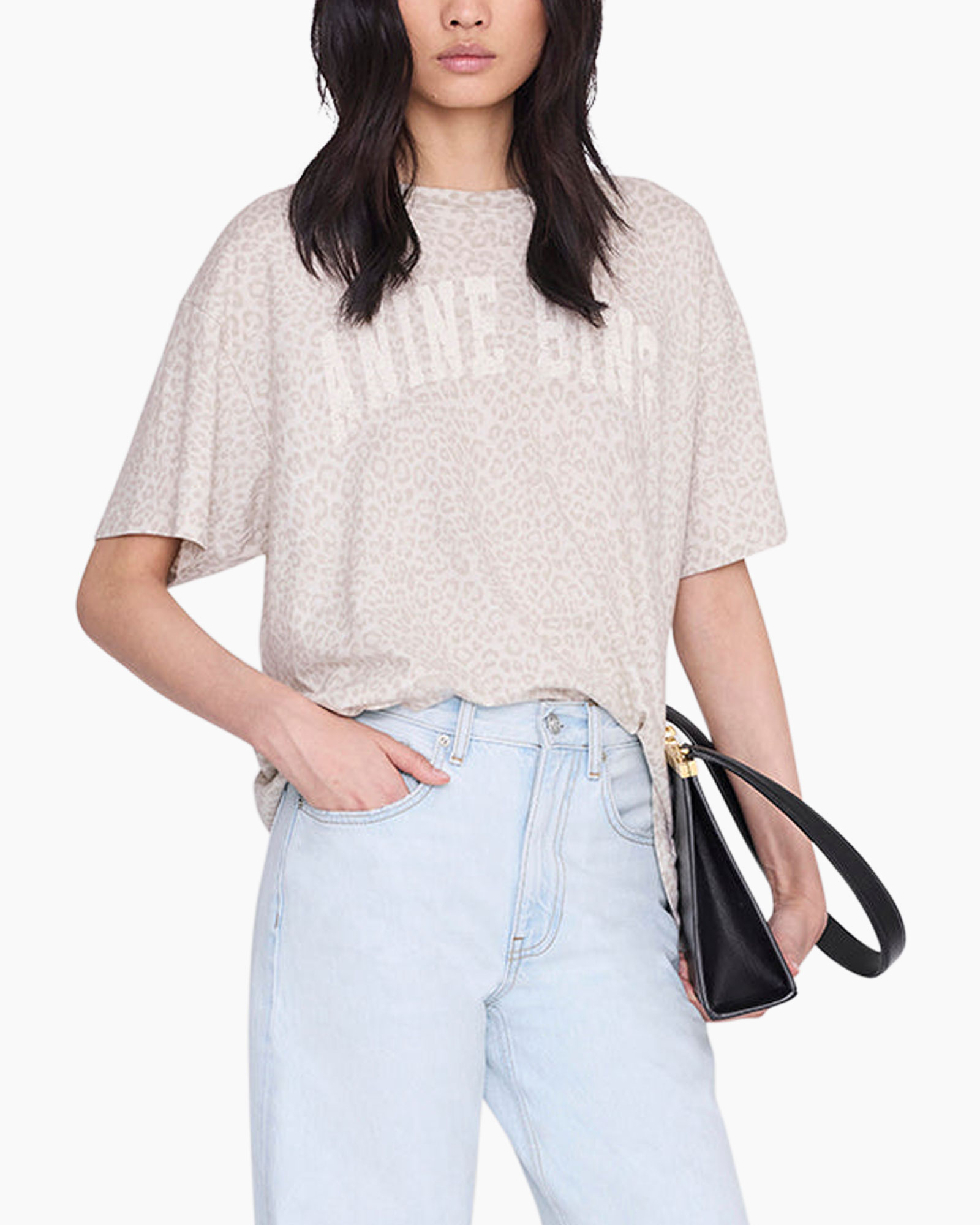 t-shirt, leopard print, beige, short-sleeve, top