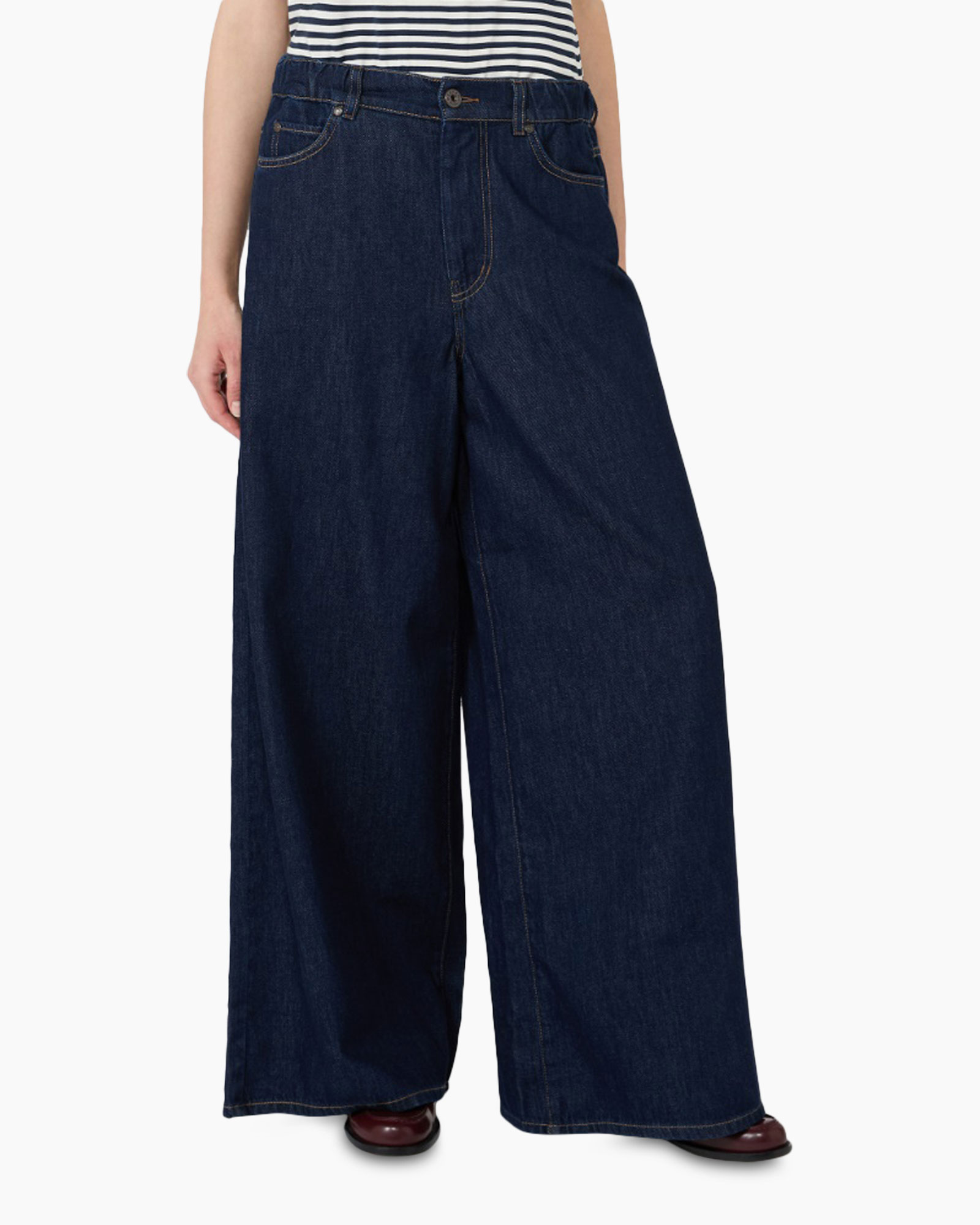 denim, wijd, broek, broek, blauw