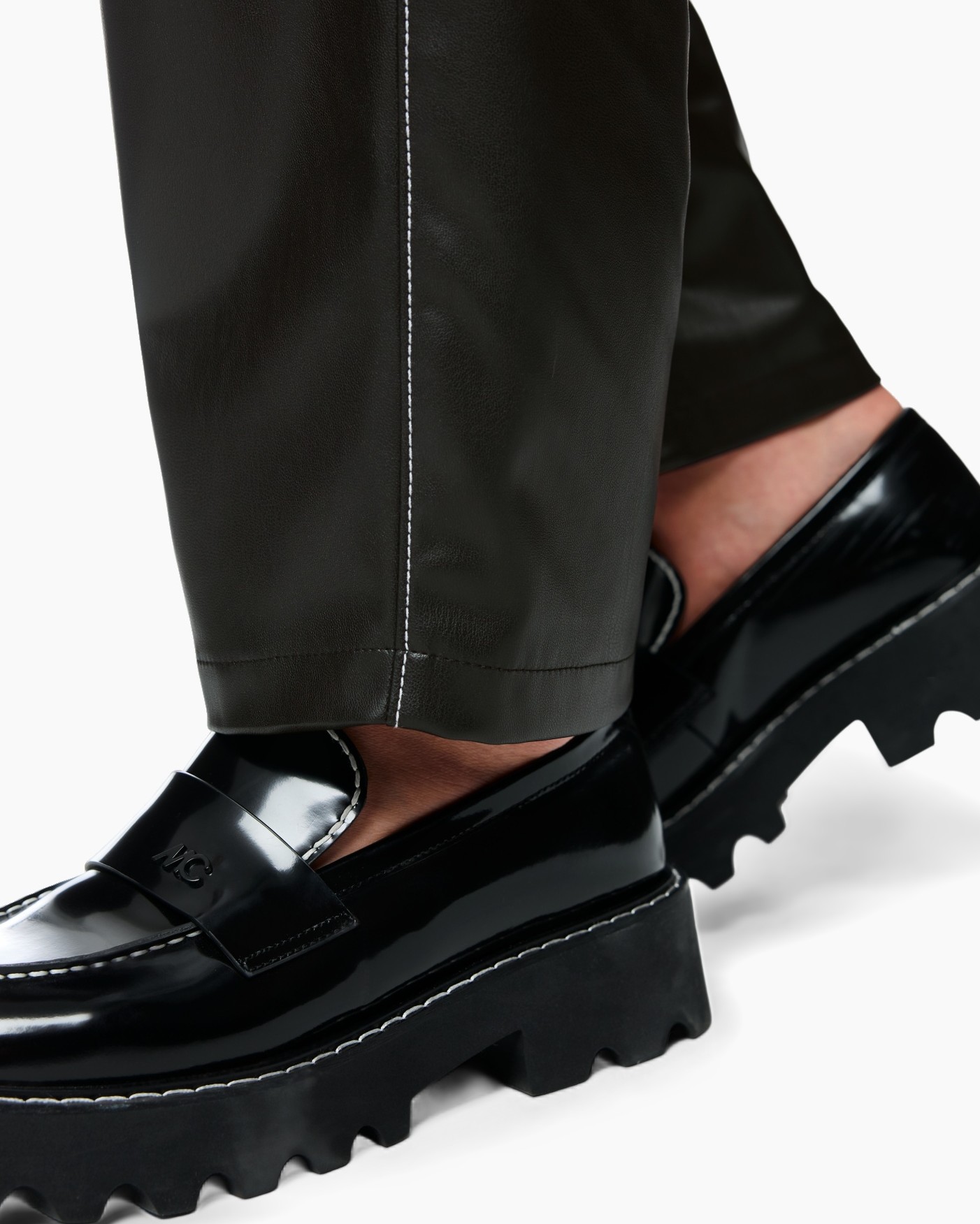loafers, mocassins, zwart leer, stiksel, platformzool