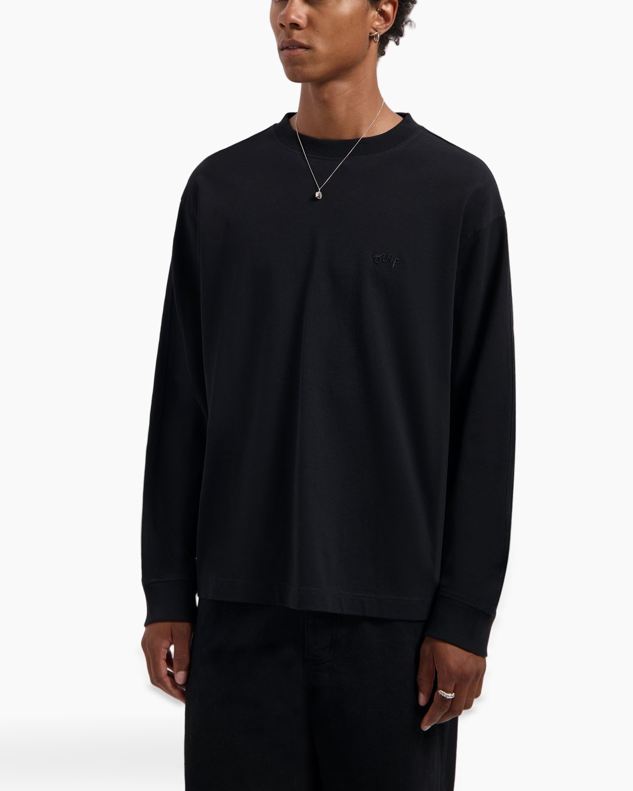 crewneck, long-sleeve, black, shirt, minimal