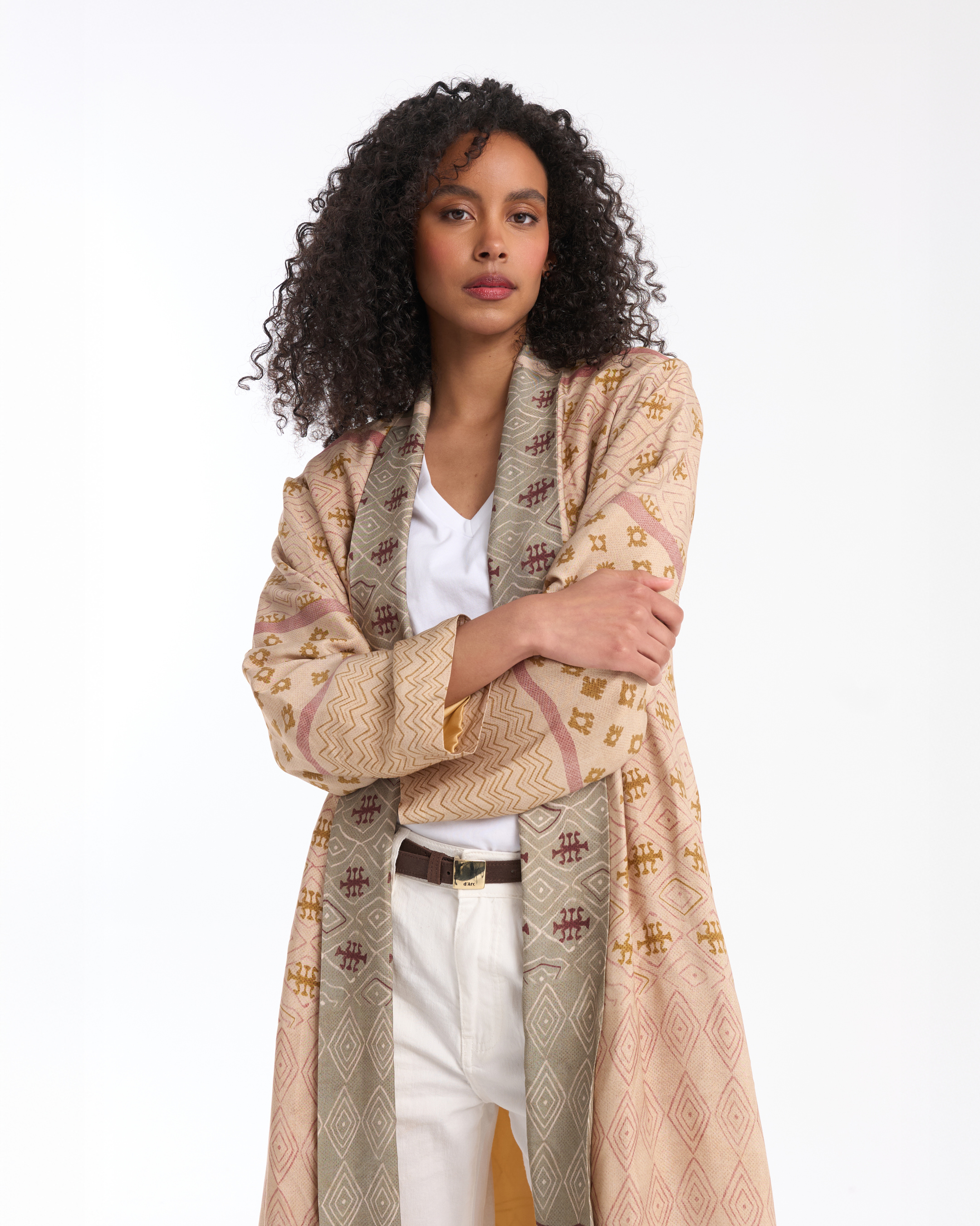 kimono, buitenlaag, patroon, print, lange vest