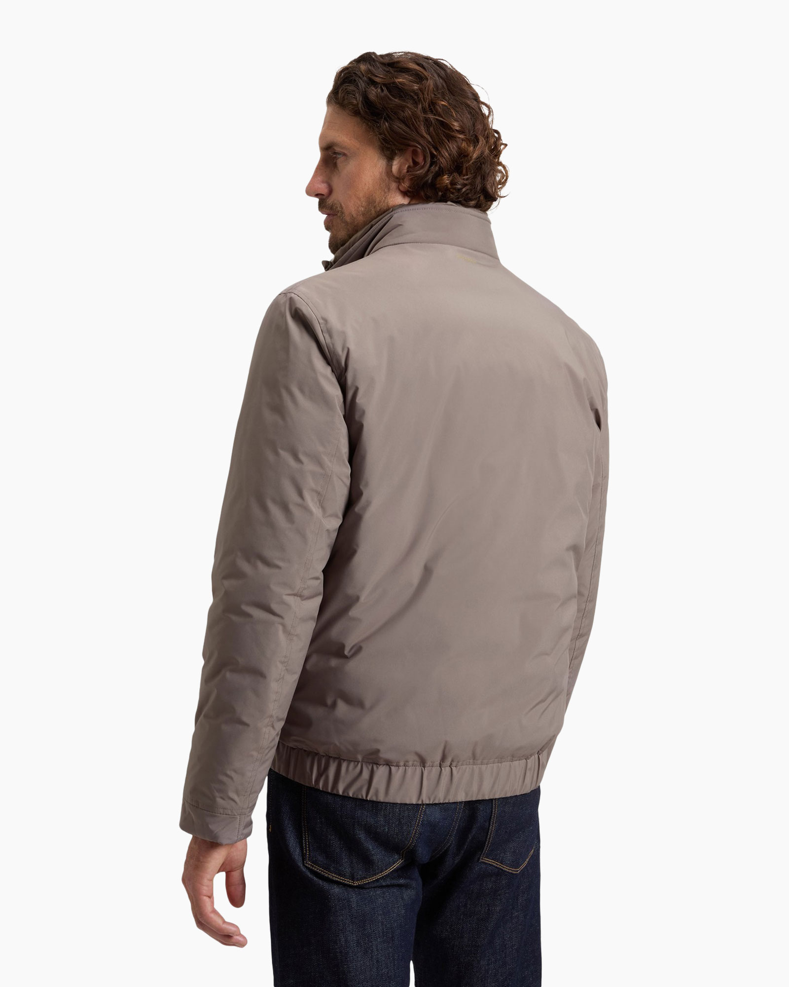 jas, puffer, zip-up, beige, casual