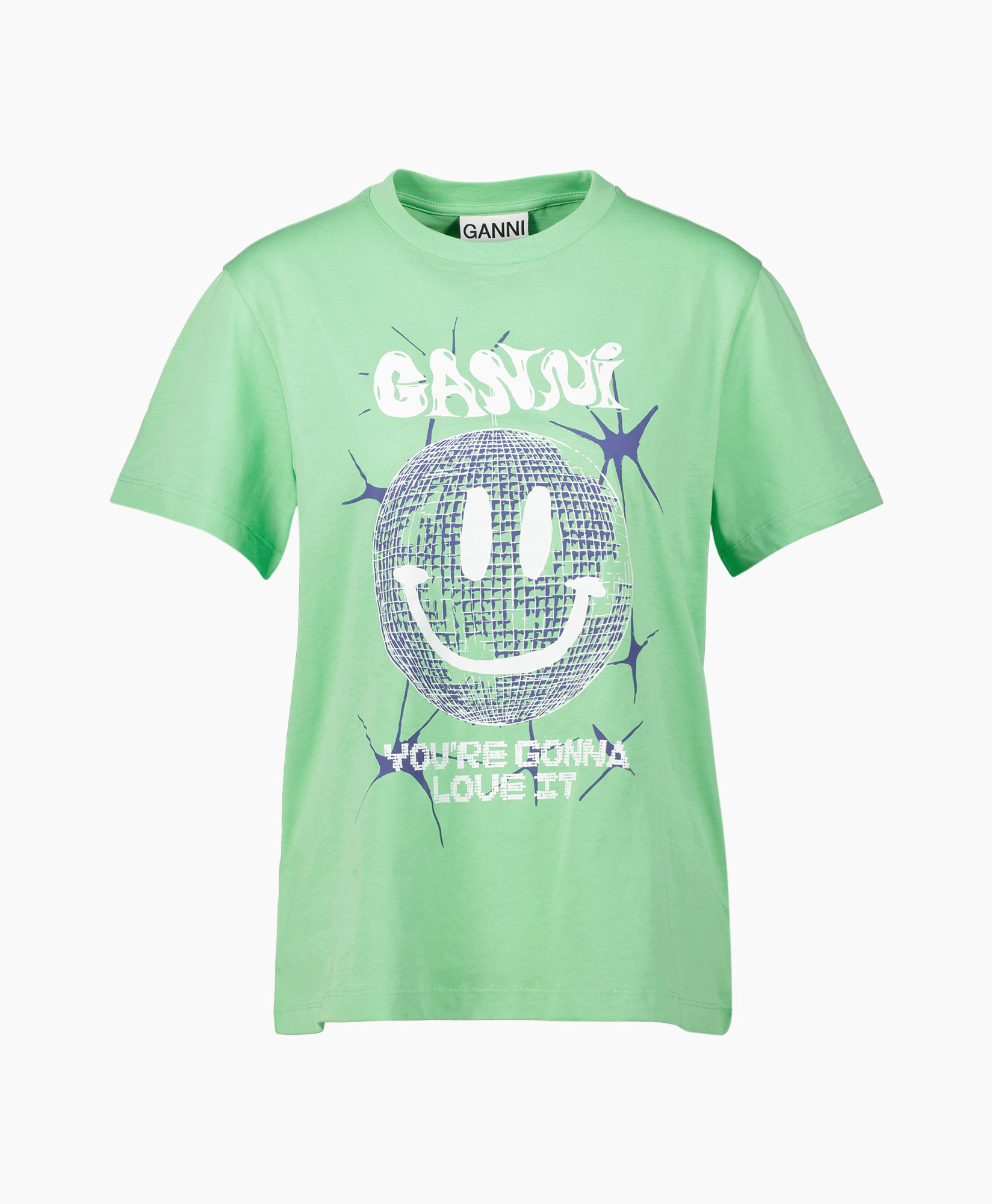 Ganni T-shirt Korte Mouw T3359 Groen