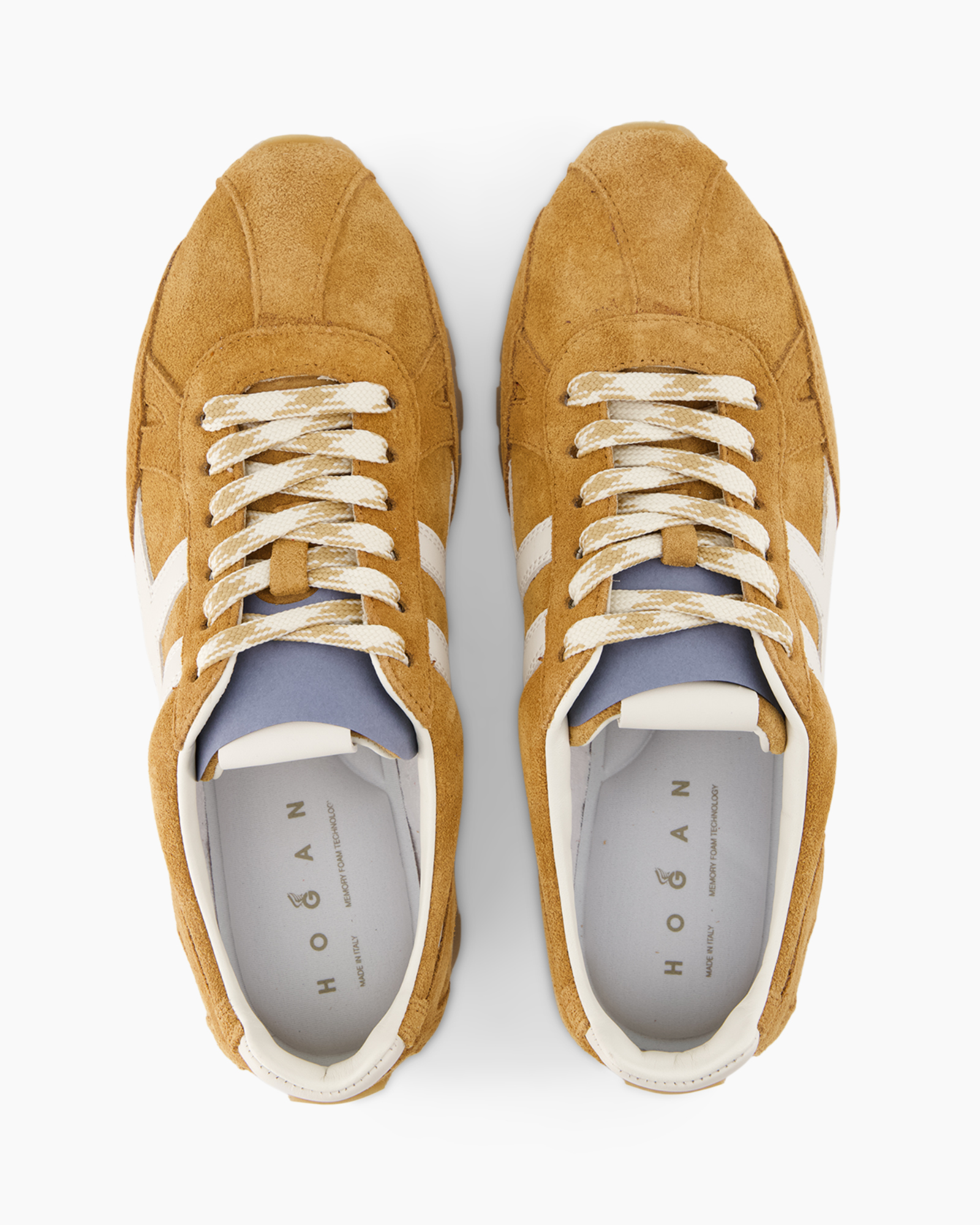 sneakers, brown suede, lace-up, white stripes, athletic shoes