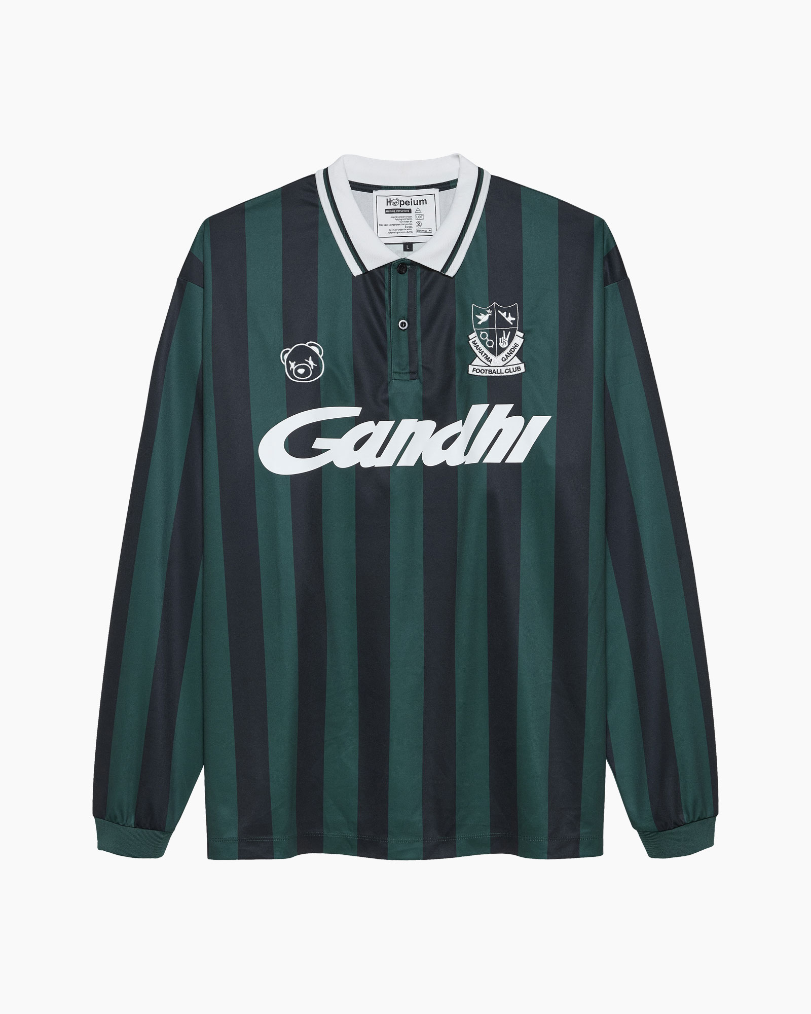 gestreept, langarm, trui, voetbal, groen