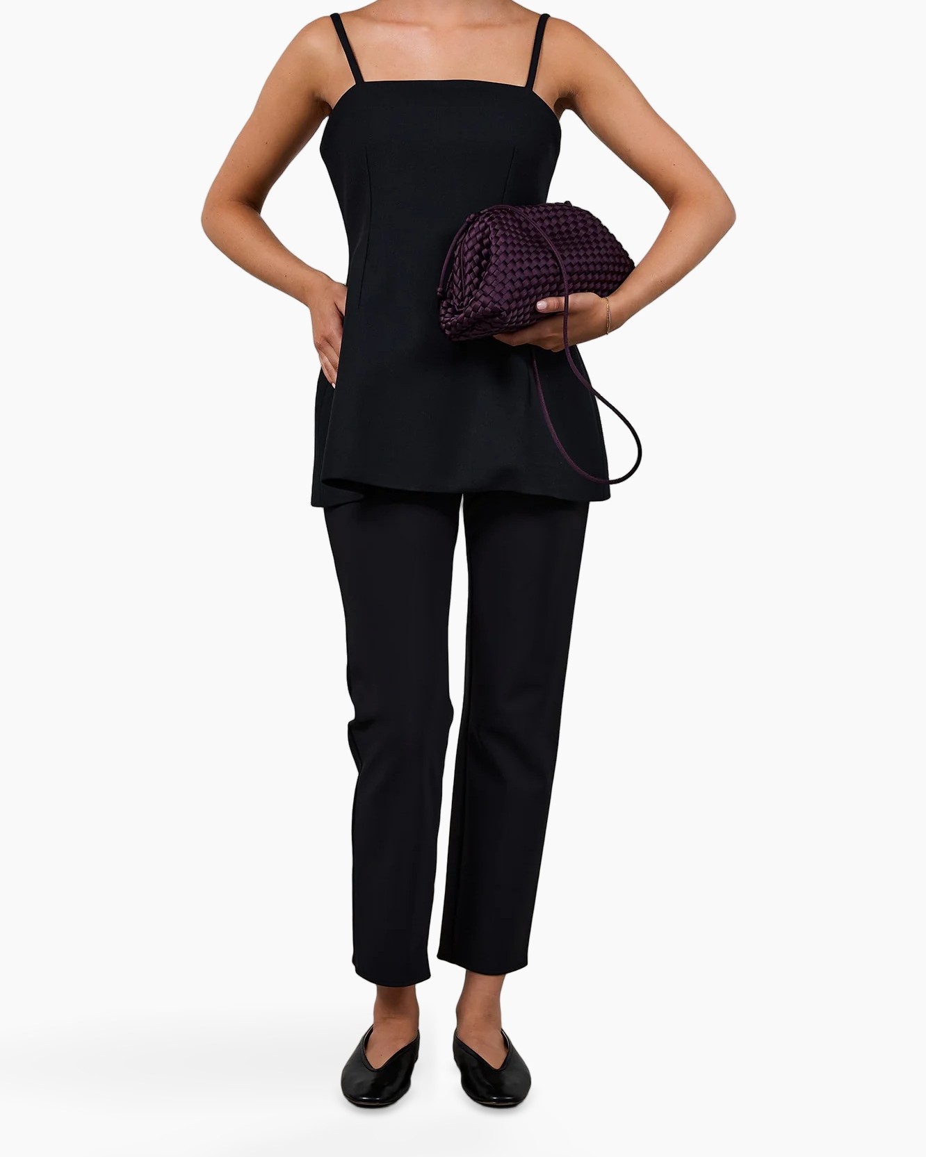 avondtas, geweven clutch, paars, portemonnee, riem/strap